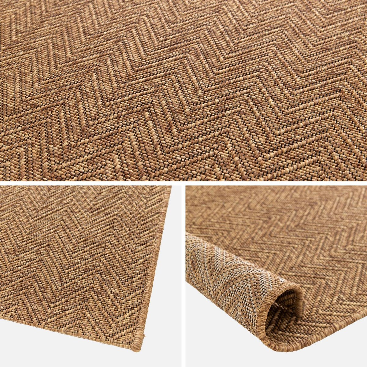 Tapis intérieur rectangulaire OLIVER effet jute coloris caramel, SWEEEK