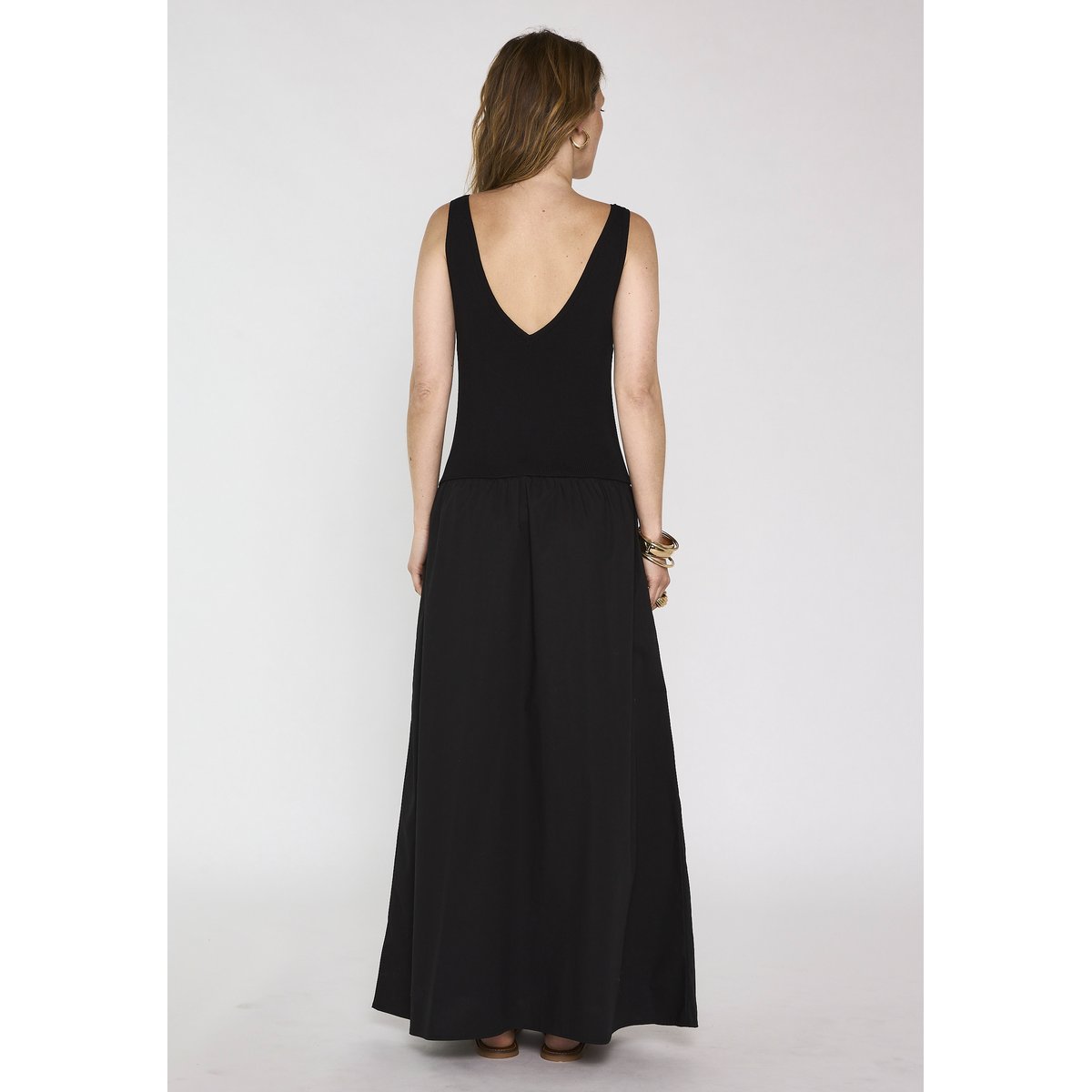 Robe trapèze bi-matières BYS noir, Maison 123