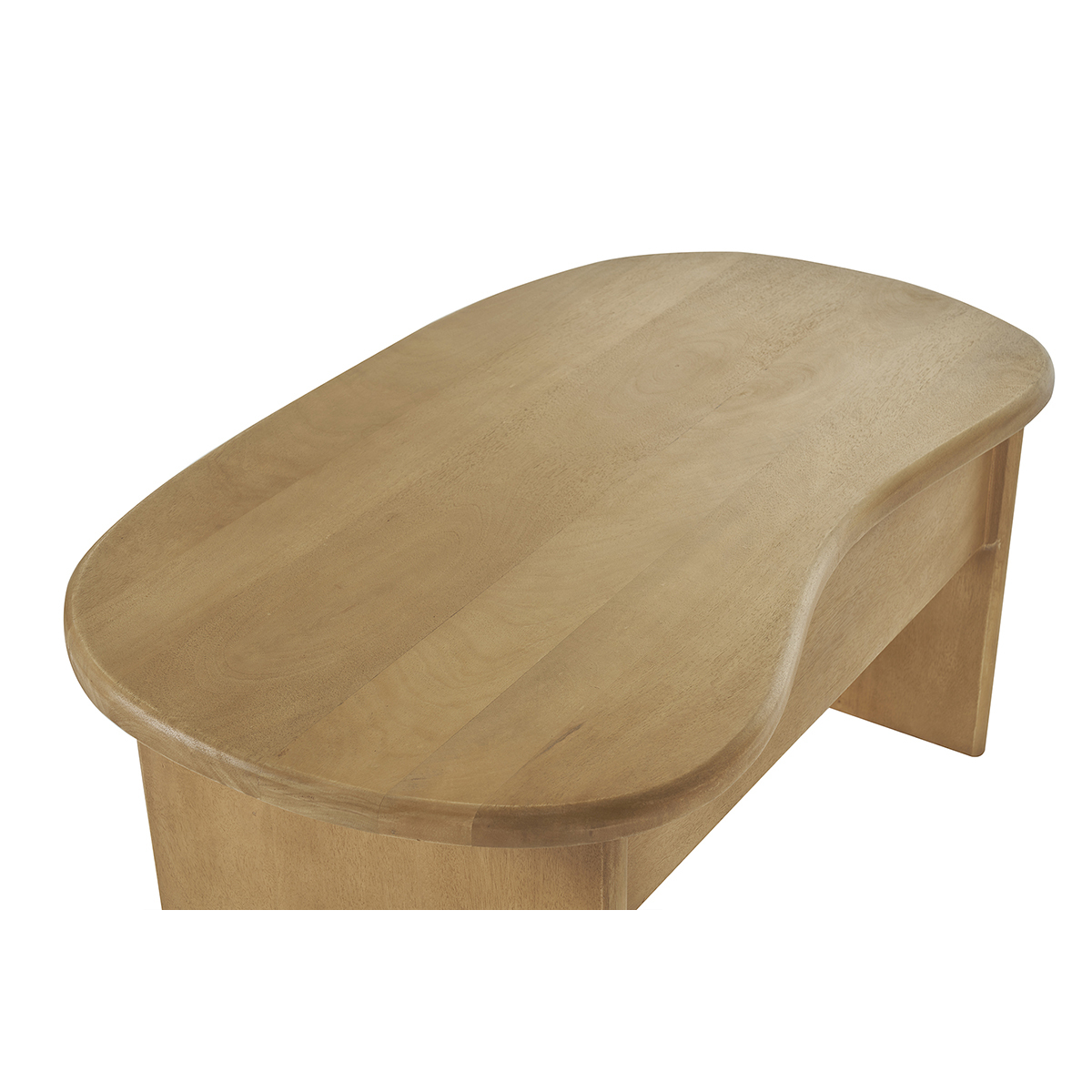 Table basse relevable design haricot avec rangement en bois manguier massif L95 cm KOKOA chêne clair, MILIBOO