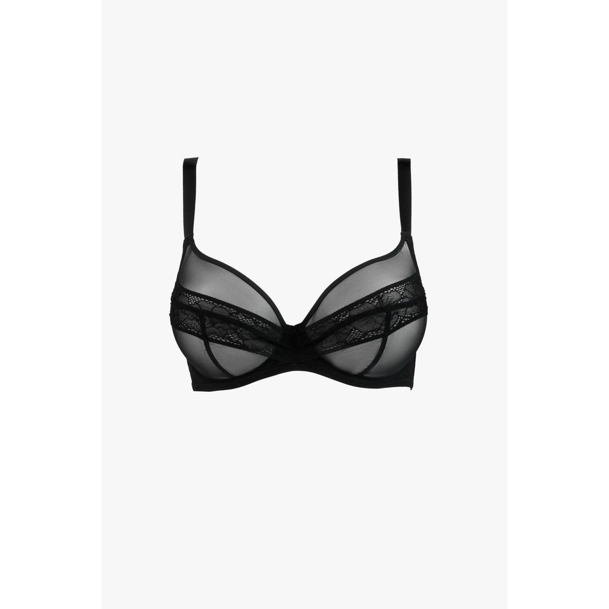 Soutien-gorge avec armatures grande taille en dentelle NUDITÉ noir, MAISON LEJABY