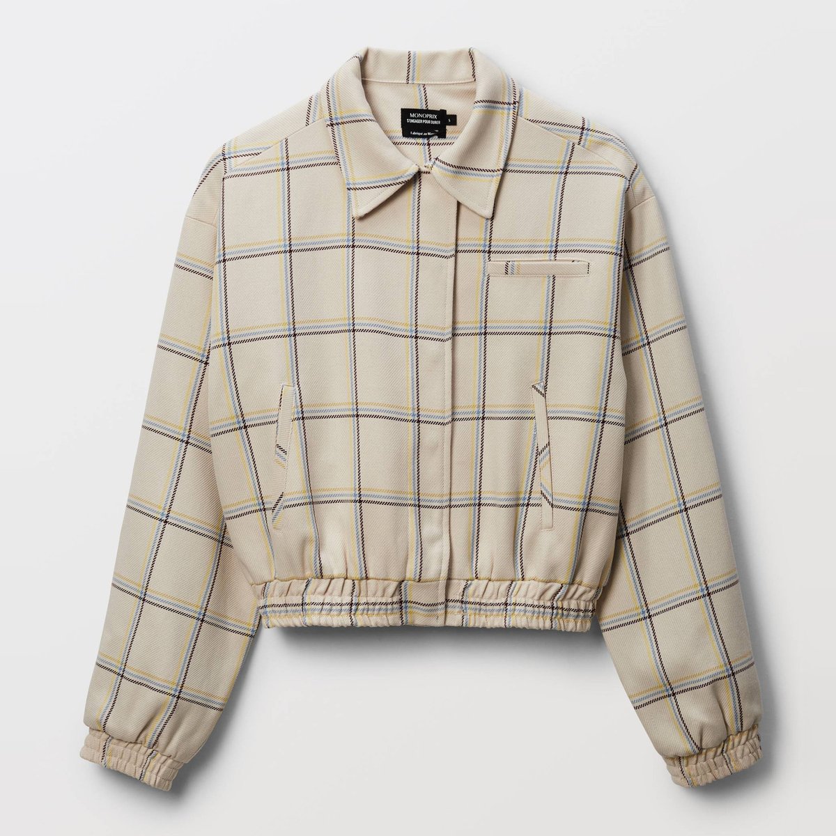 Blouson à carreaux ecru, MONOPRIX
