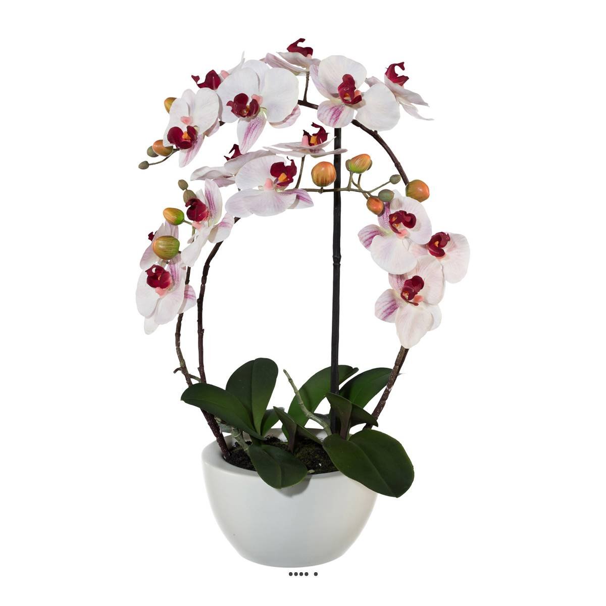 Orchidée factice 4hampes coupe céramique H60 rose-crème, ARTIFICIELLES