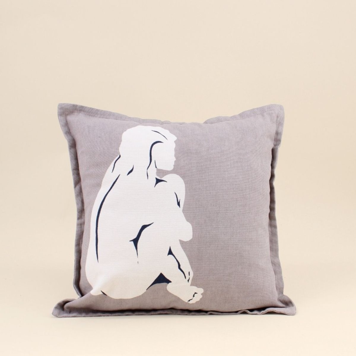 Coussin imprimé femme 40x40cm gris, ORNAMI