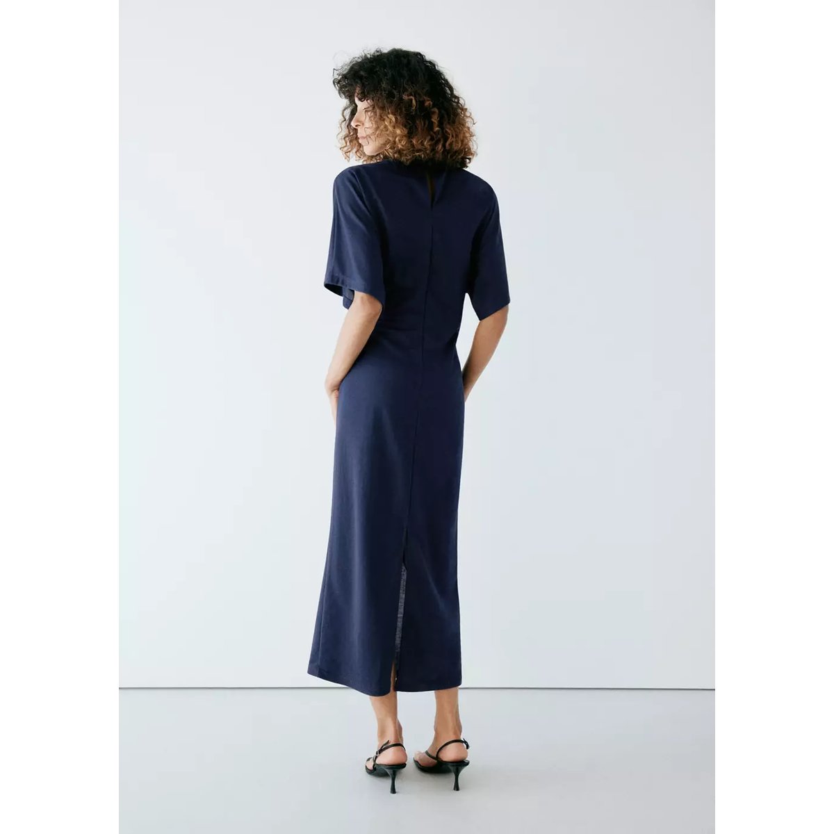 Robe en maille avec détail nœud bleu marine, MANGO