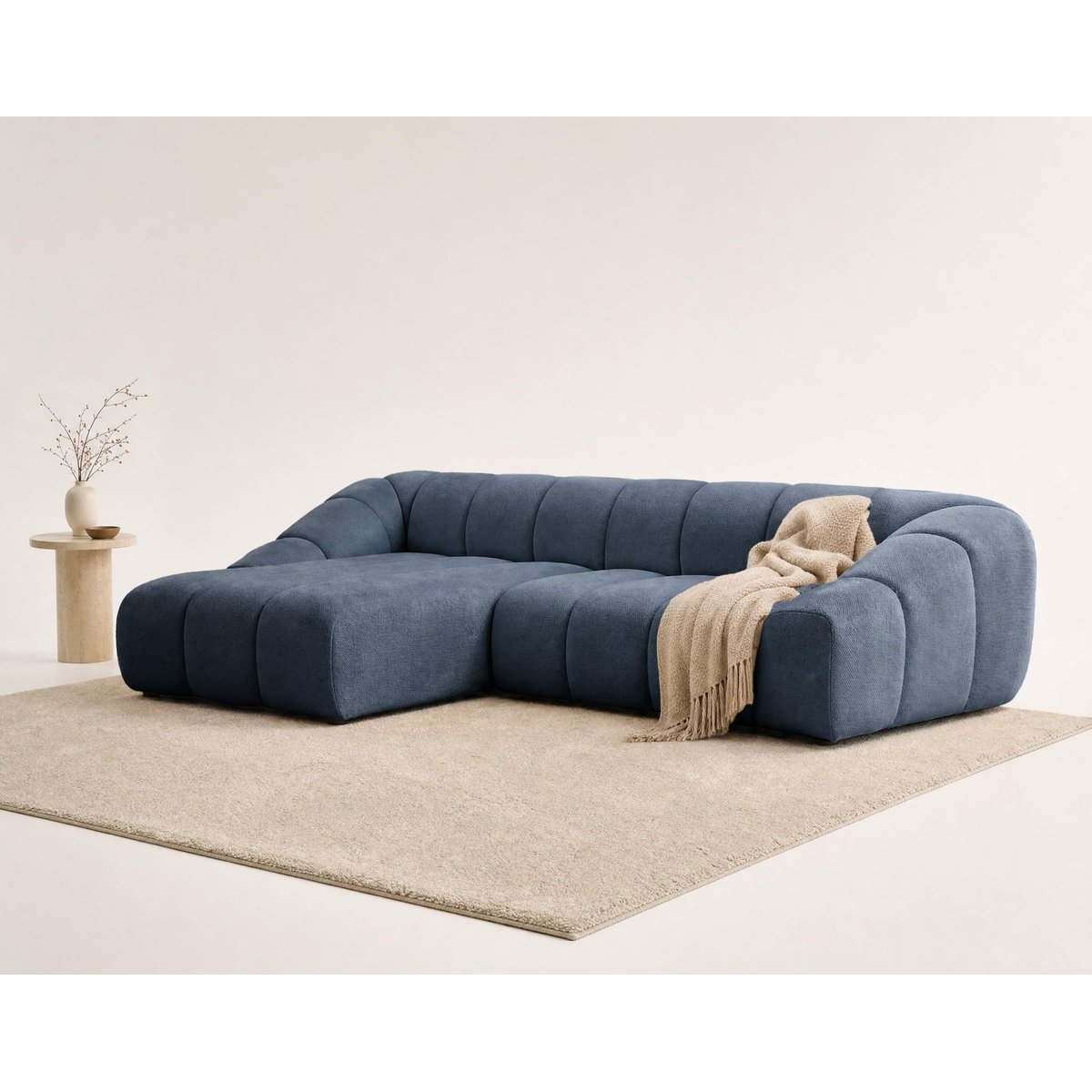 Canapé d'Angle réversible 4 places - AVA bleu, BEST MOBILIER