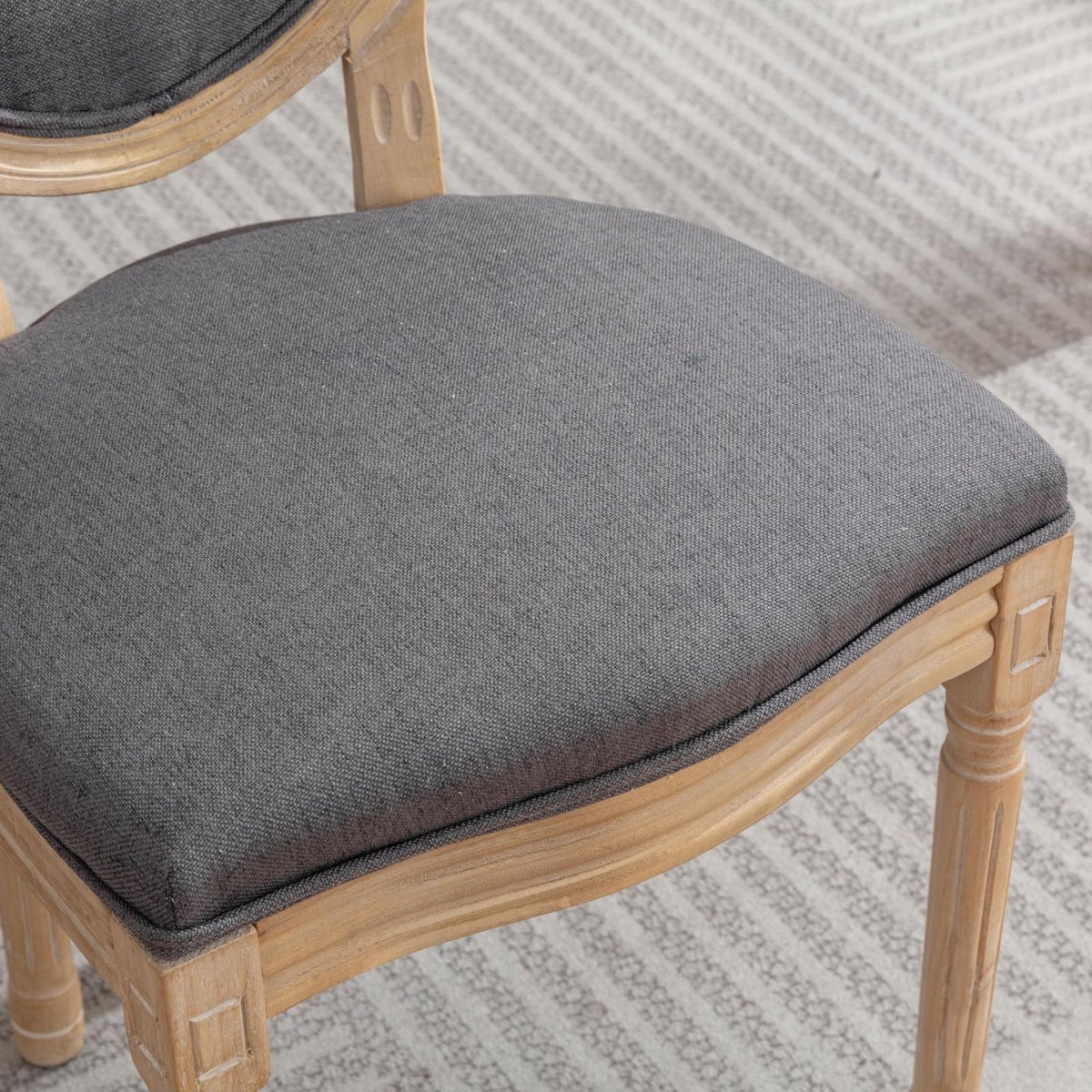 Lot de 4 chaises style classique à dossier ovale, KOAFAB gris foncé, MEUBLES COSY