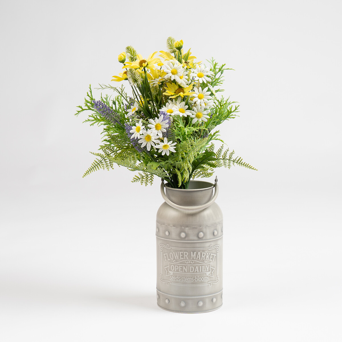 52cm Artificial Mixed Lloral Bouquet in Churn Vase grey, SO'HOME