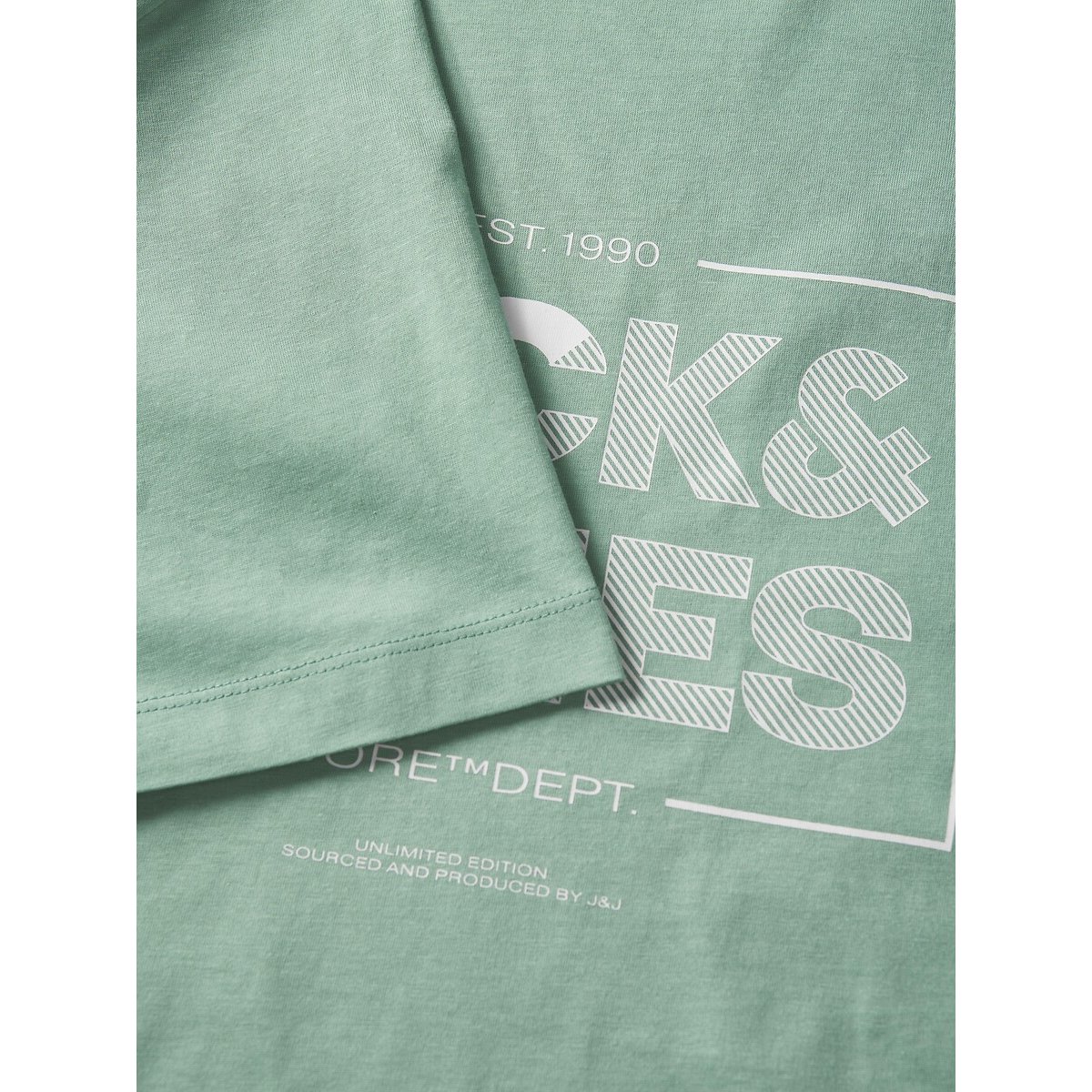 T-shirt de mangas curtas, gola redonda, logótipo verde-salva, JACK & JONES