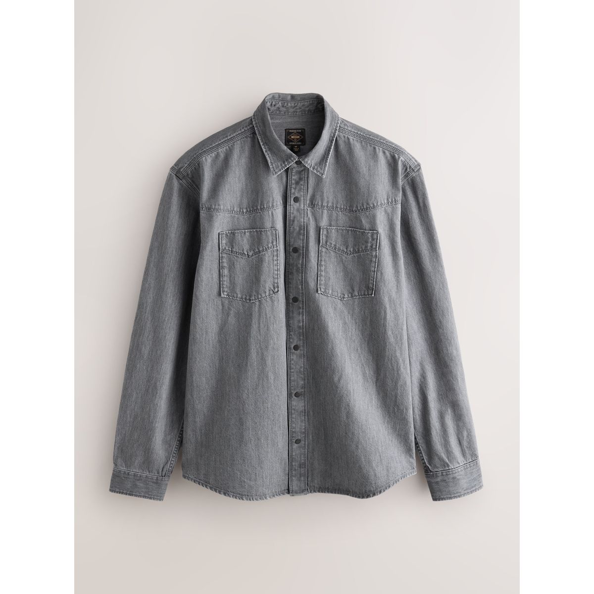 Chemise western en denim à manches longues gris, NEXT