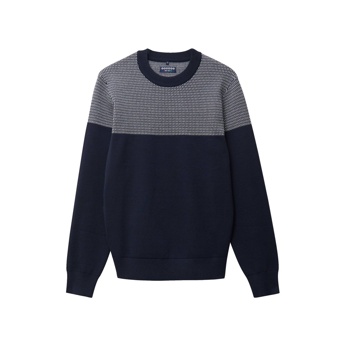 Pull droit fin col rond manches longues bleu marine, BONOBO