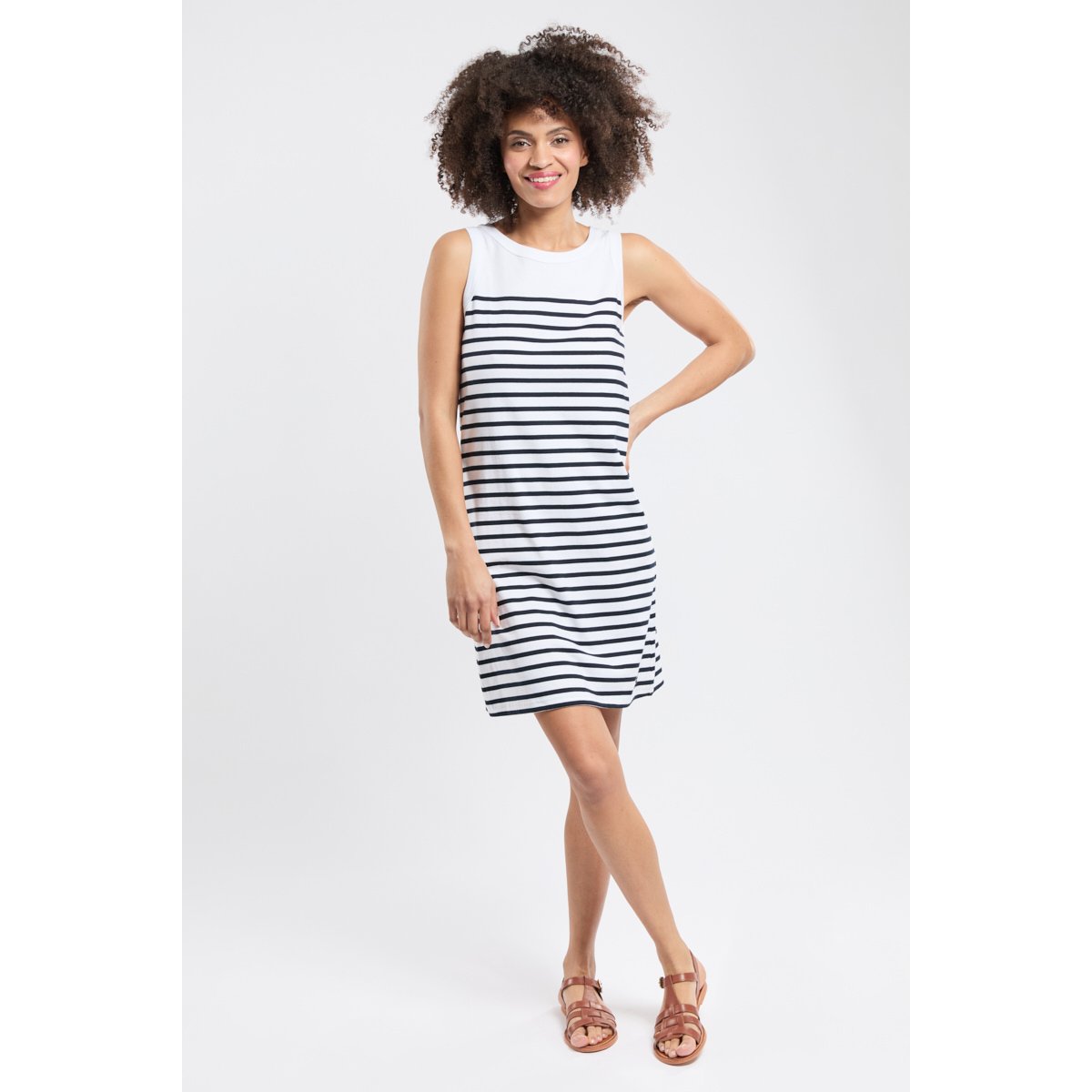 Robe débardeur en coton épais blanc/rich navy, ARMOR-LUX