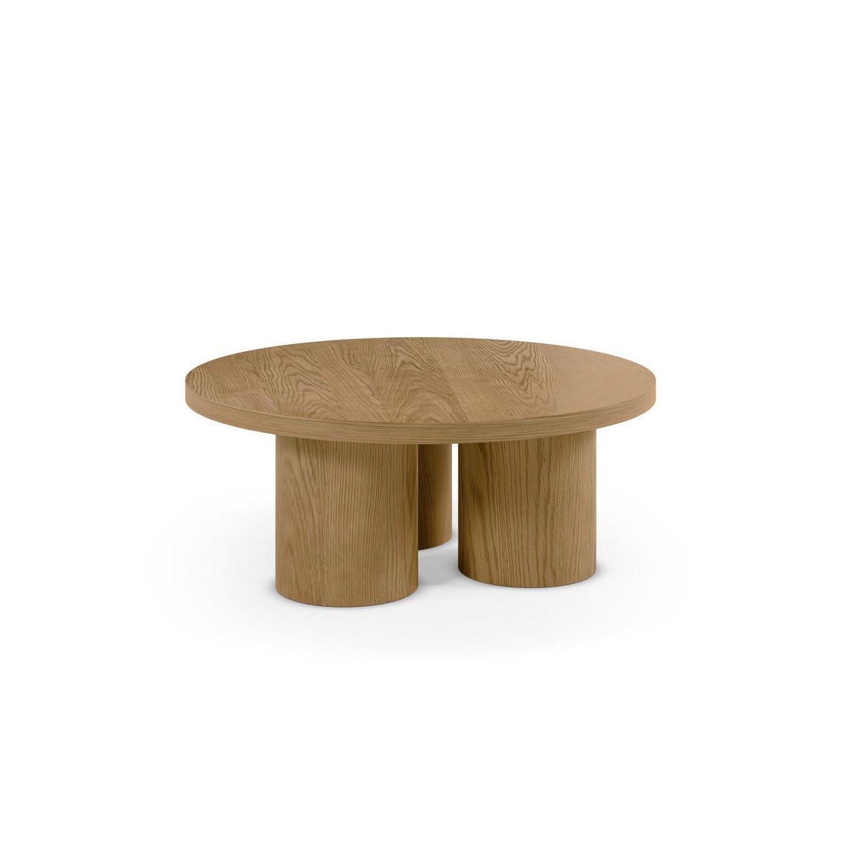 Table basse ronde en placage, AMANZA marron clair, BOBOCHIC