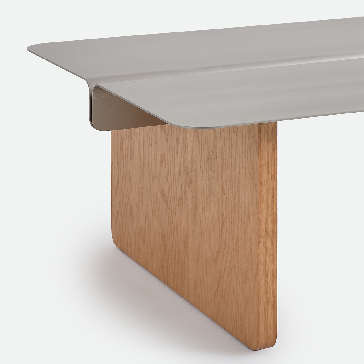 Table basse rectangulaire, en métal acier brossé et plaqué chêne, FOLT chêne/métal brossé, LA REDOUTE INTERIEURS