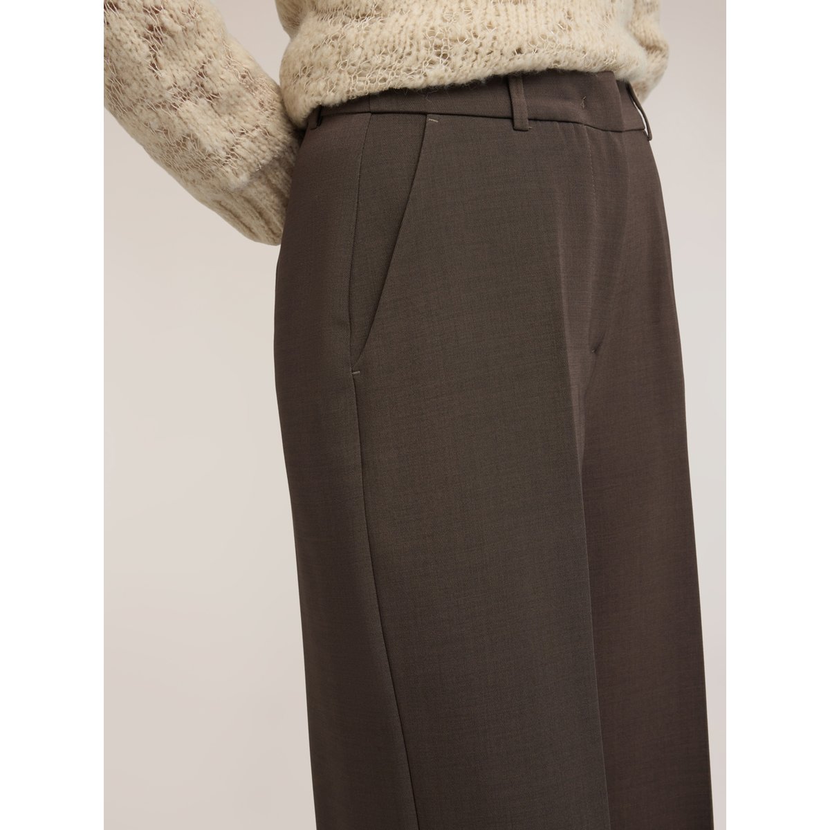 Pantalon palazzo taille haute avec pli gris, MOTIVI