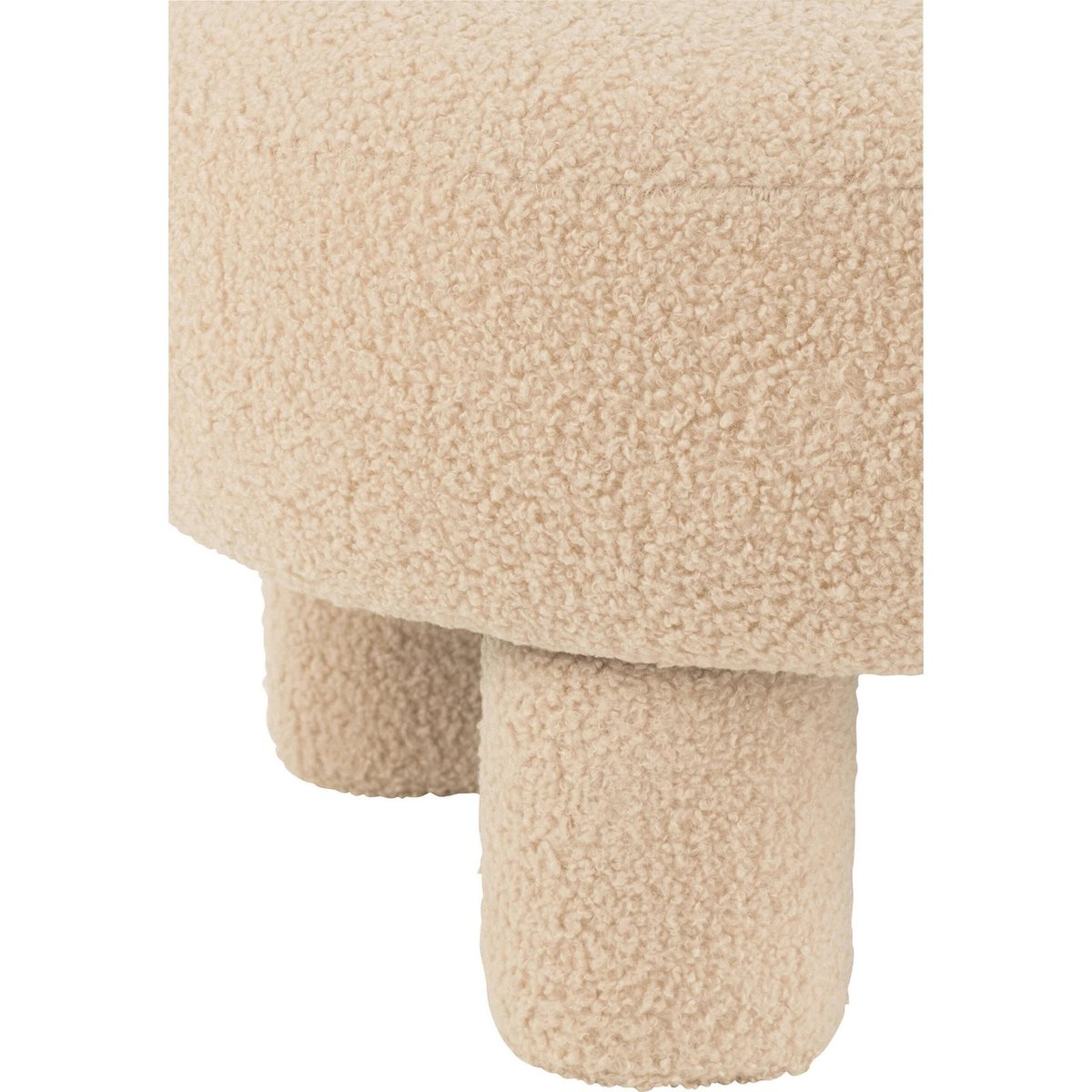 Pouf rond en coton bouclé avec dossier beige bouclé chaud, RECOLLECTION