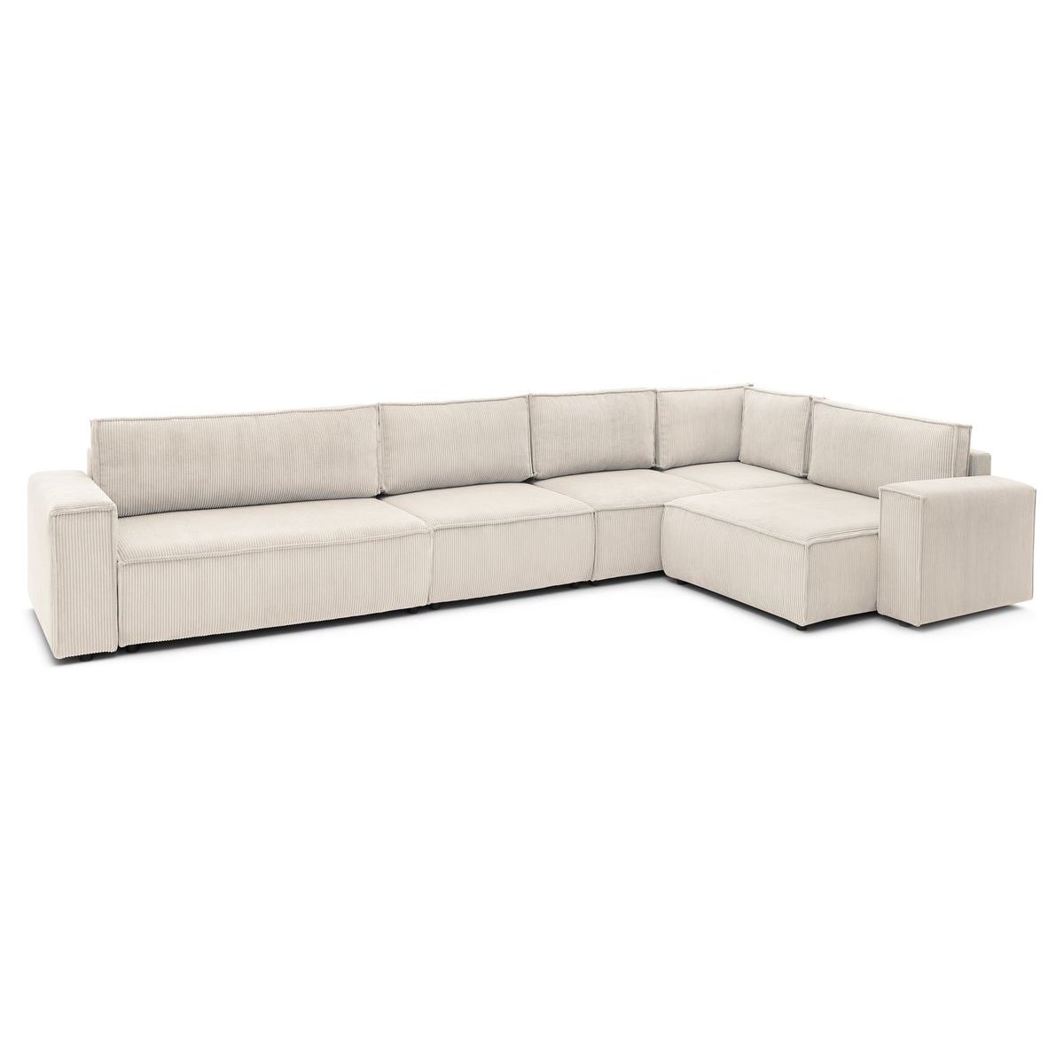 Canapé modulable 6 places en velours côtelé, NIHAD beige, BOBOCHIC