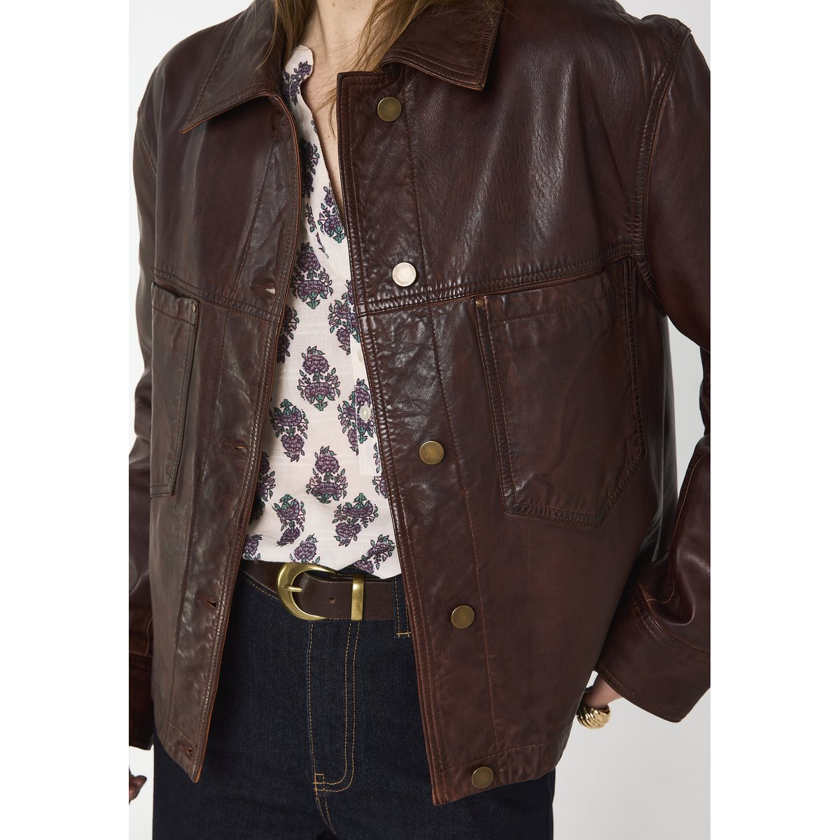 Blouson en 100% cuir CARLA brique, Maison 123