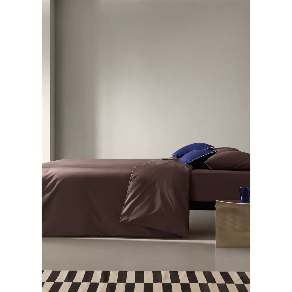 Housse de couette percale de coton 200 fils lit 200 cm marron, MANGO HOME