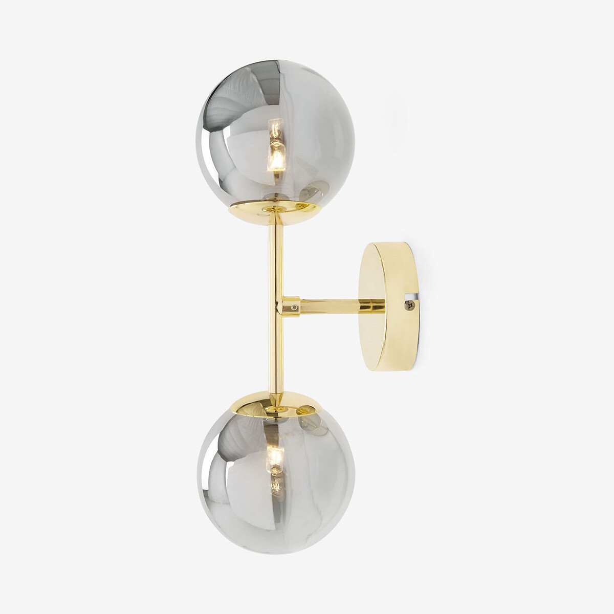 MADE.COM Globe 2-Light Wall Light in Brass smoke grey, MADE