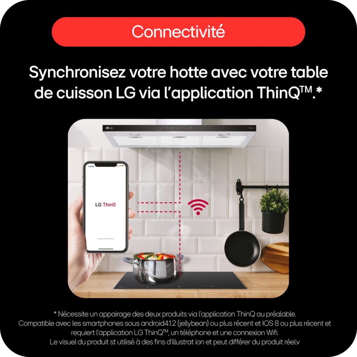 Hotte décorative murale HCEZ2426S ThinQ couleur unique, LG