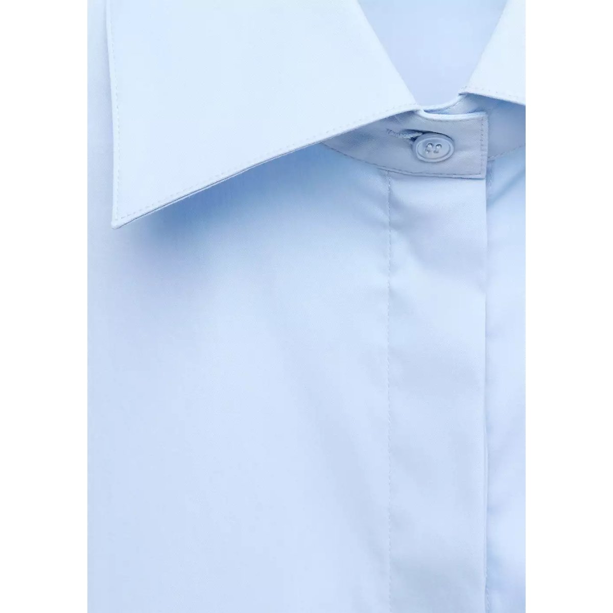 Chemise popeline courte bleu ciel, MANGO