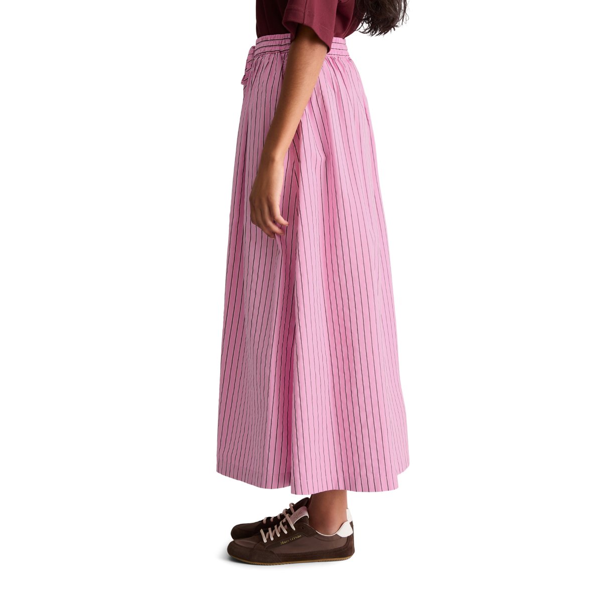 Jupe rayée régulière en mélange Organic Cotton Lyocell rose, MARC O’POLO DENIM