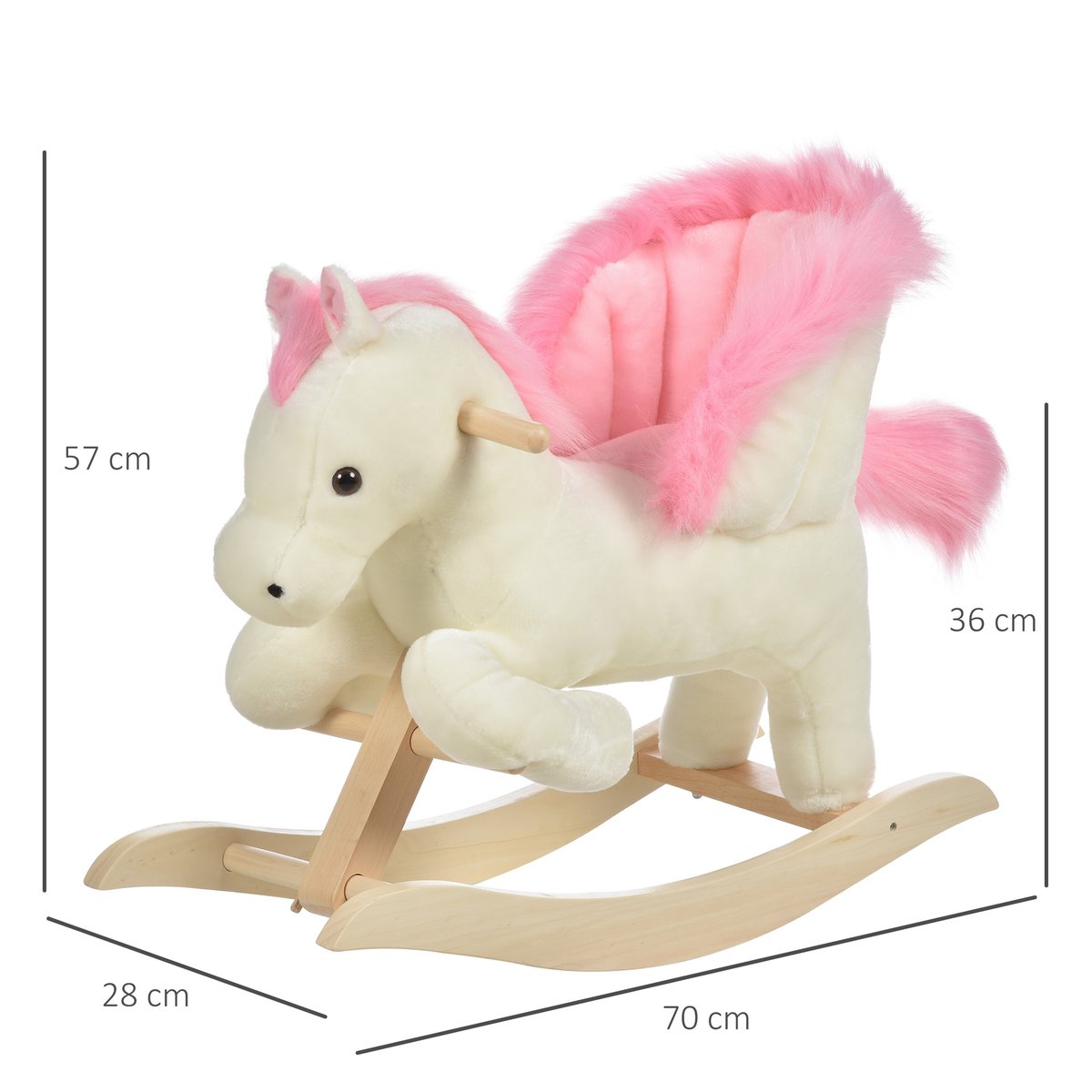 Cheval à bascule pour enfants Bois Blanc blanc, HOMCOM