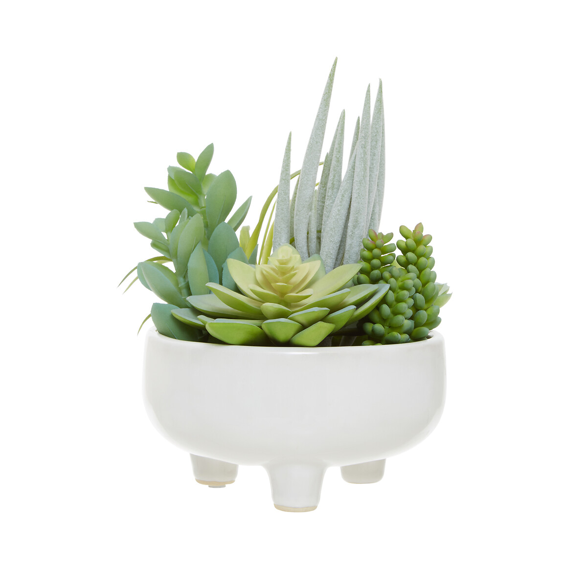 24cm Artificial Fiori Mixed Succulent in White Ceramic Pot green, ÉDITÉ