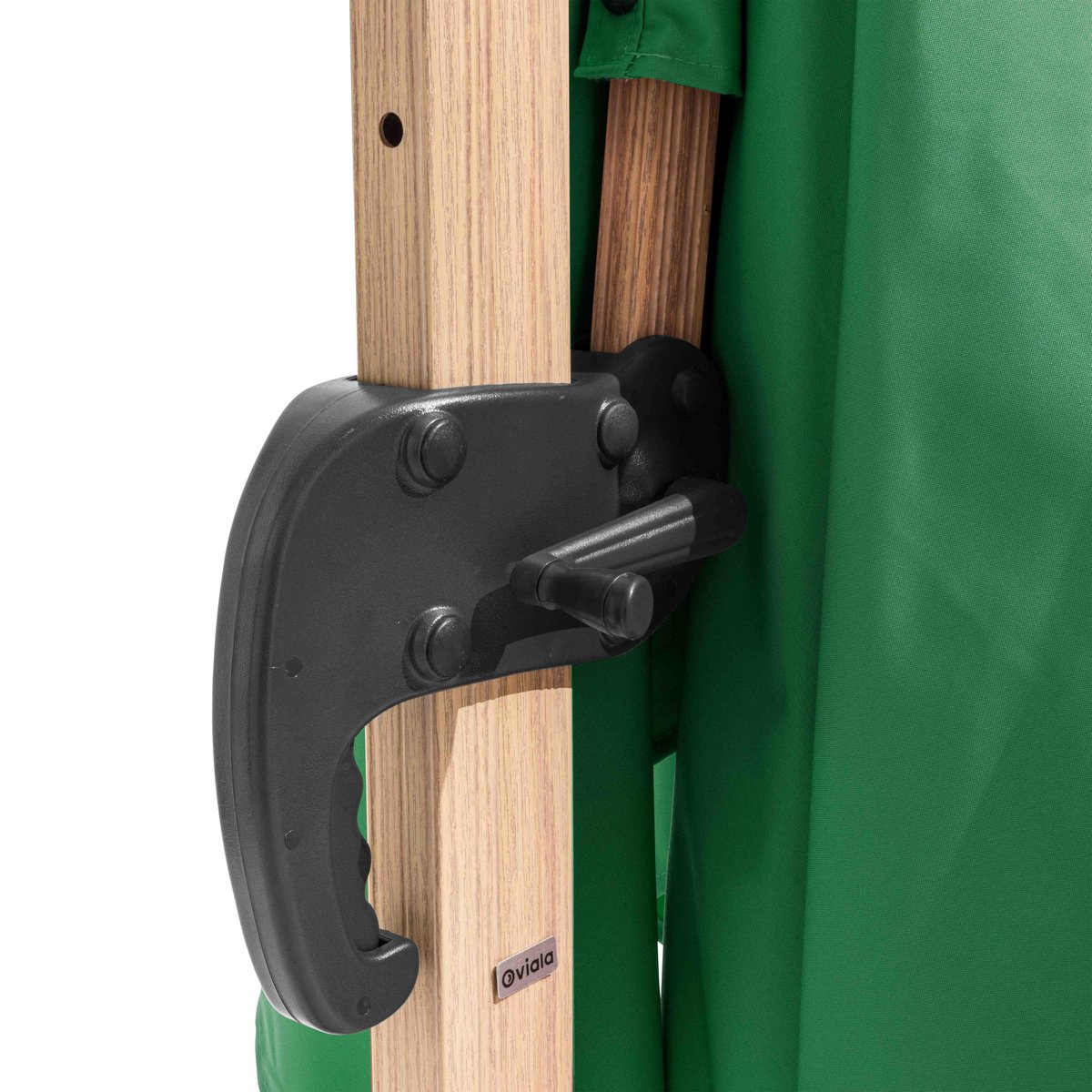 Ensemble parasol déporté 3 x 3m inclinable rotatif + dalle à lester sur roues 100L, BRESCIA vert cactus, OVIALA