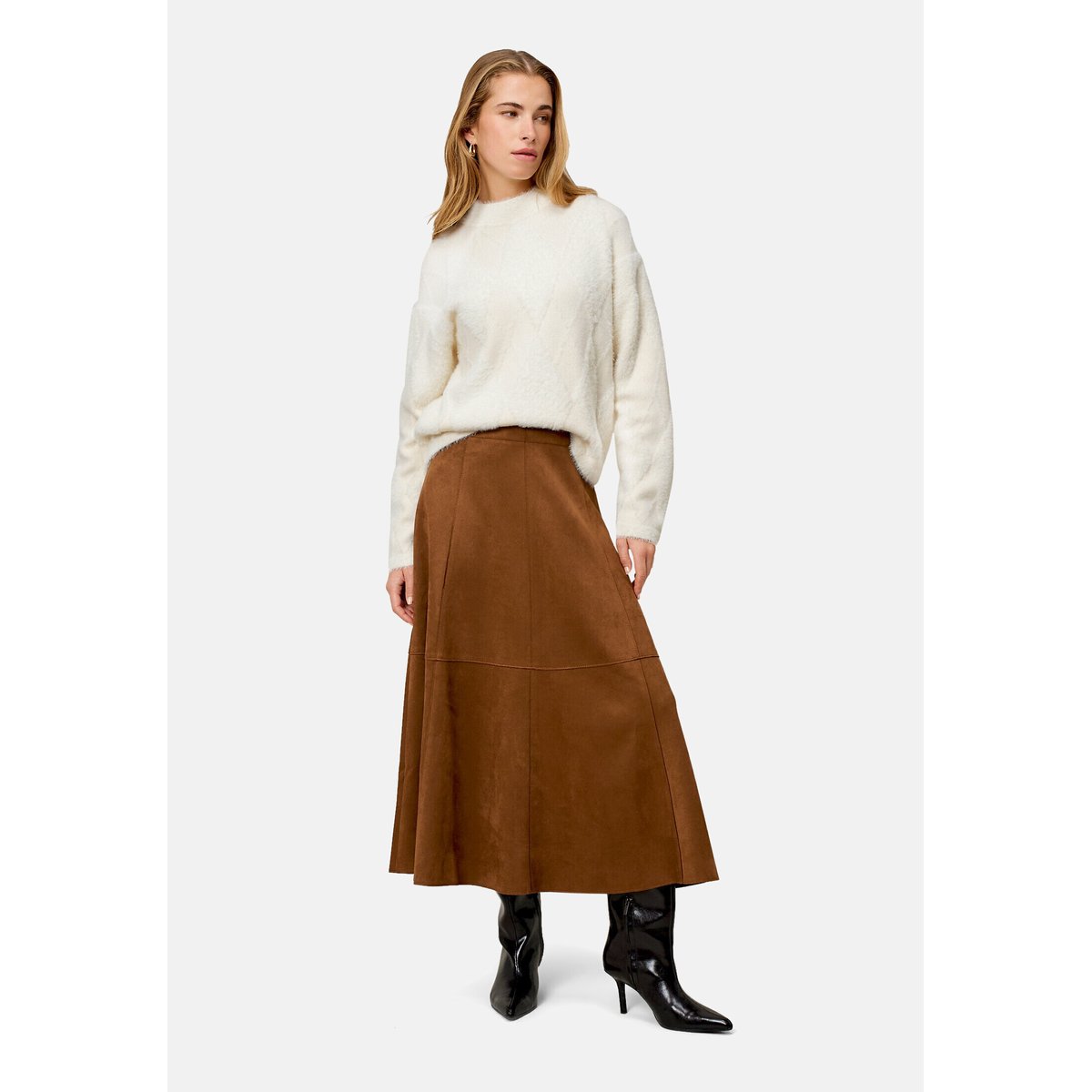 Jupe midi in velourlederoptik bright tobacco, ZERO