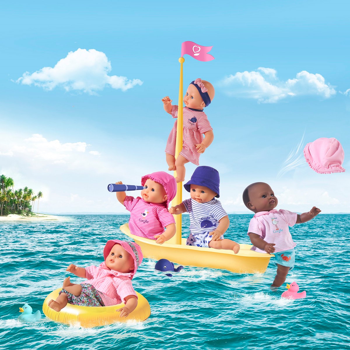 Poupon Bébé Bain Alyzée - Canard rose, COROLLE