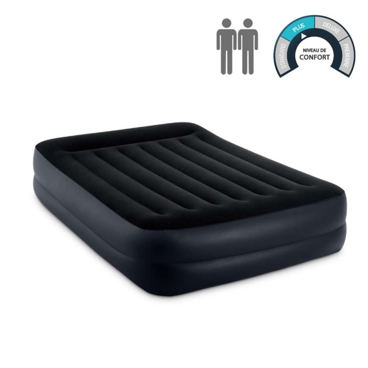 Matelas gonflable Pillow Rest Raised 2 personnes noir, INTEX