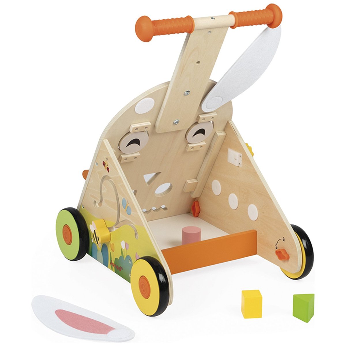 Chariot de marche multi-activités blanc, rose, vert, JANOD