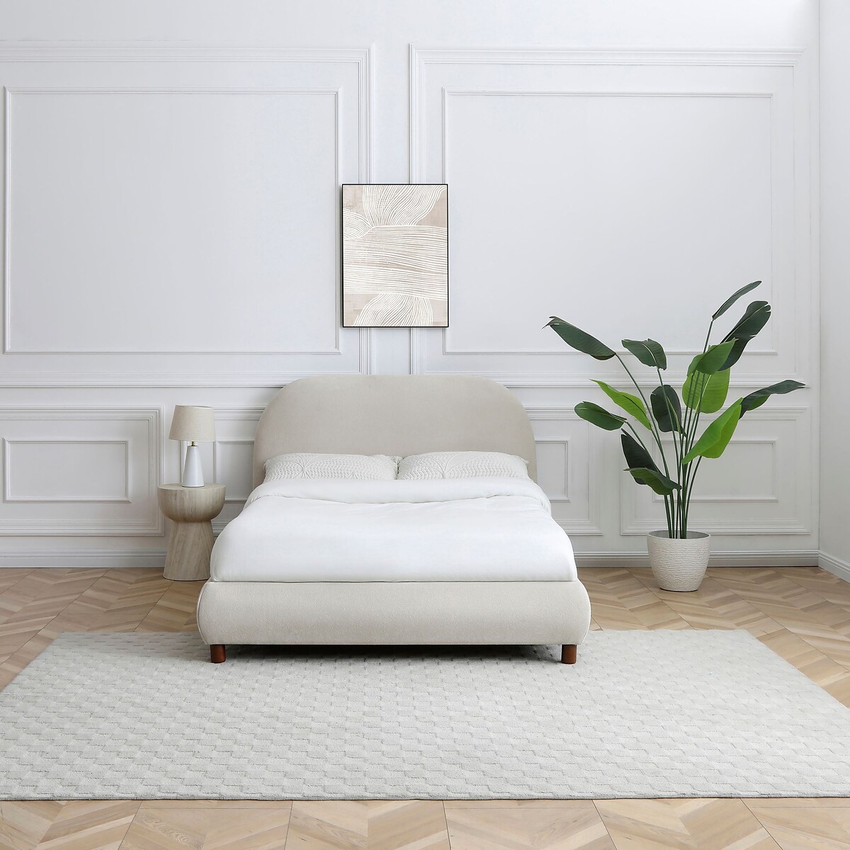 Noelle Boucle Upholstered Bed natural, SO'HOME