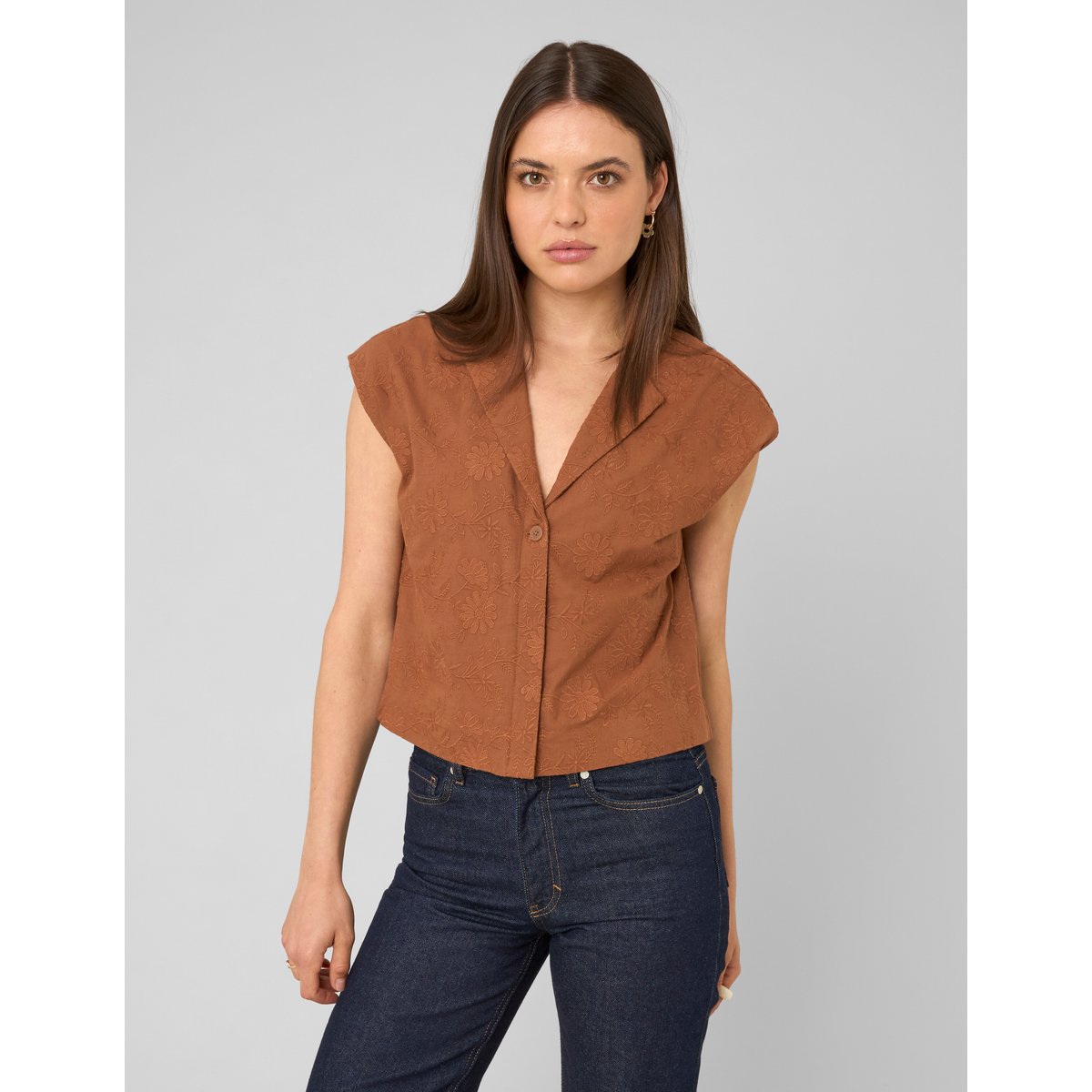 Chemise sans manches camel, BZB