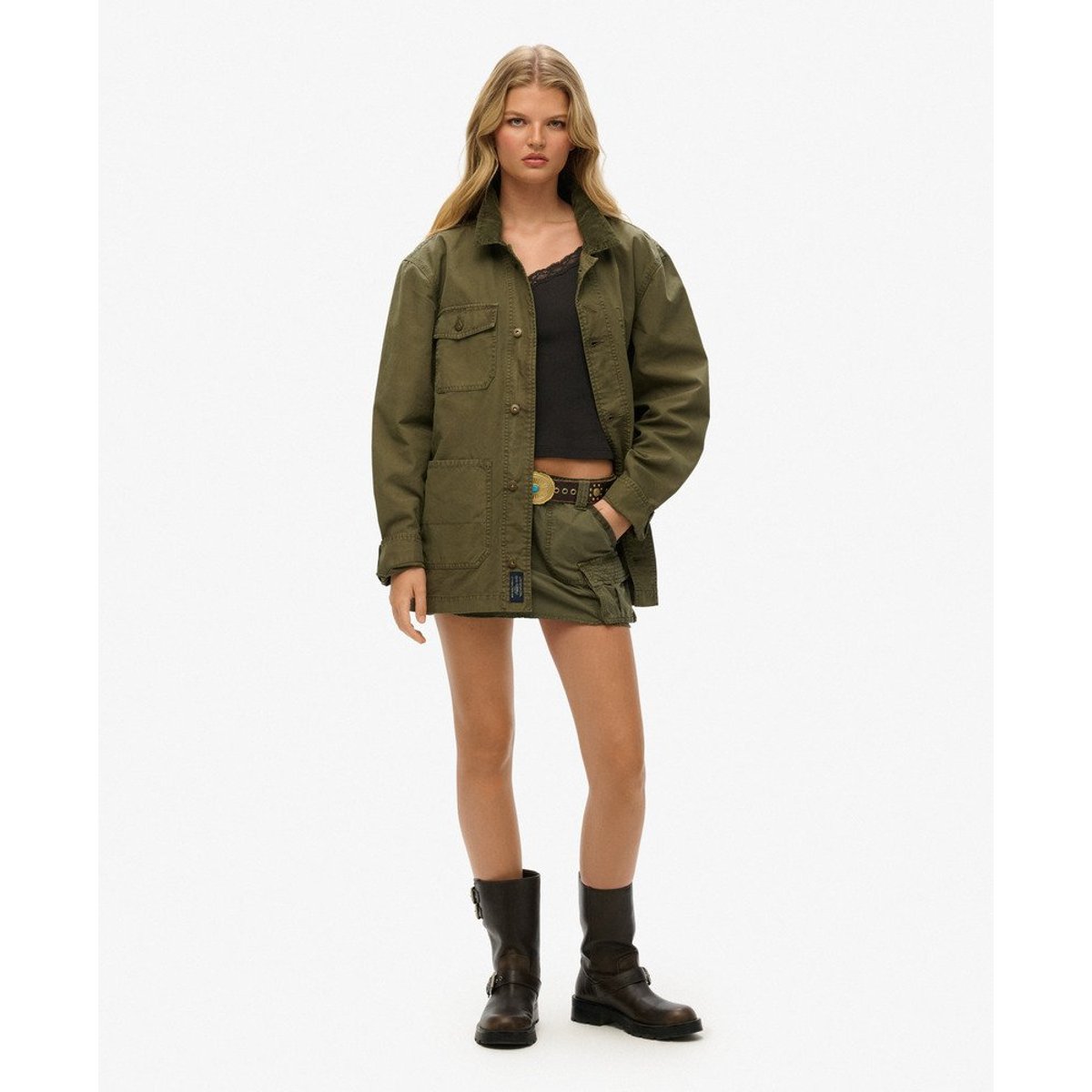 The Merchant Store - Veste de travail oversize en coton vert ciboulette, SUPERDRY
