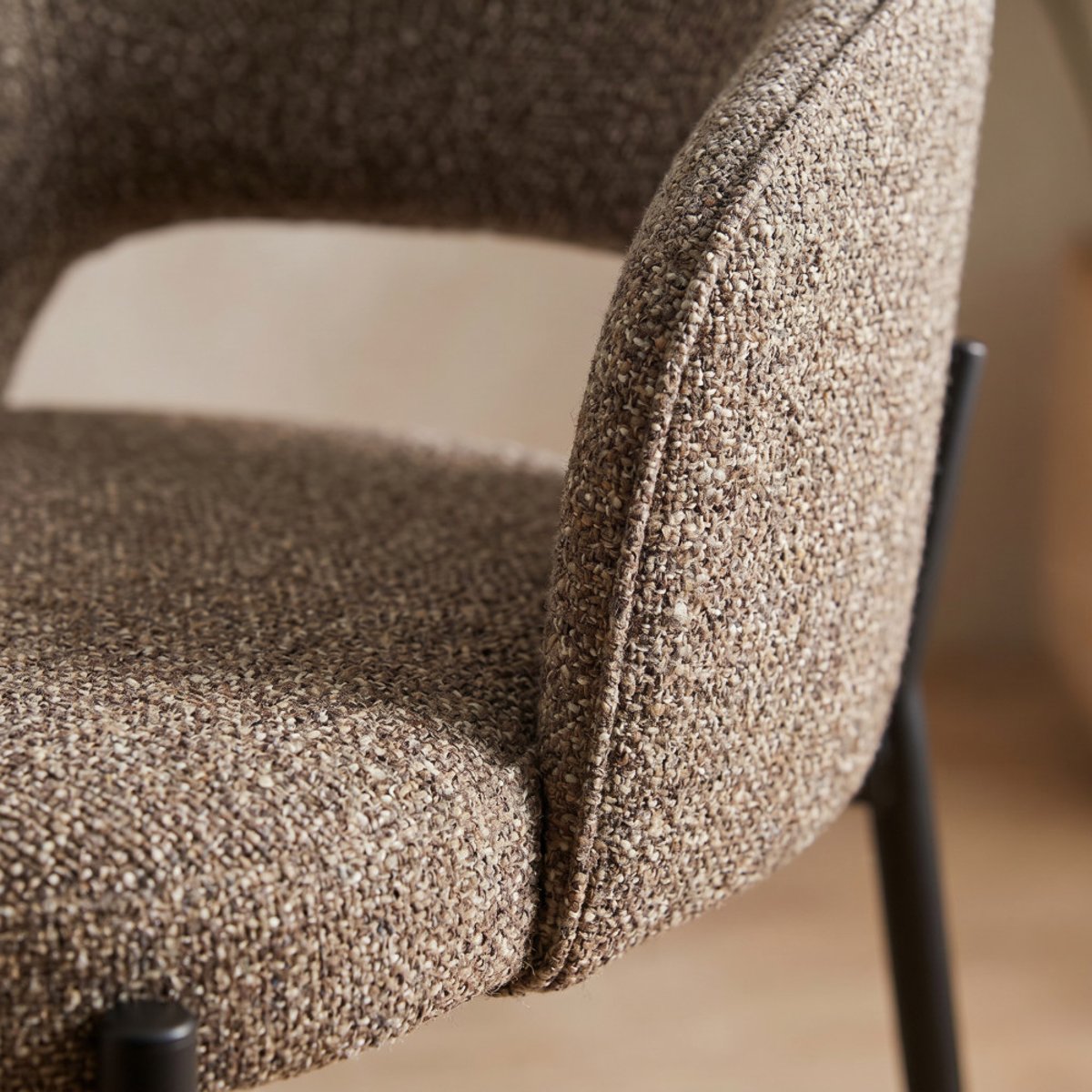 Lot de 2 chaises en tissu et métal- SOREN marron chiné, DRAWER
