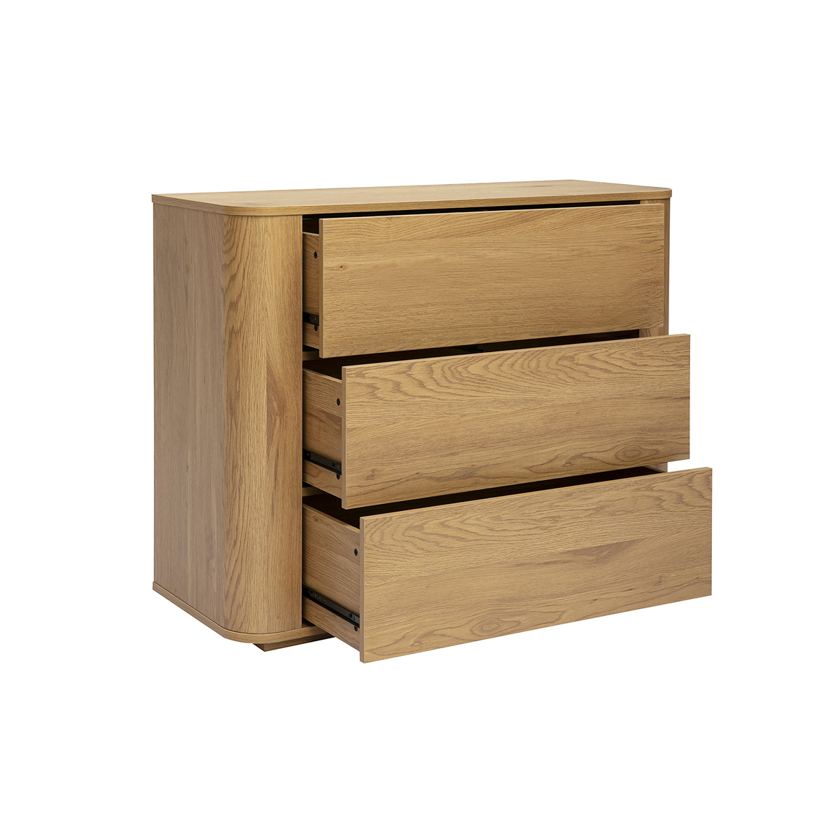 Commode finition bois clair chêne 3 tiroirs L100 cm NEGAN chêne clair, MILIBOO