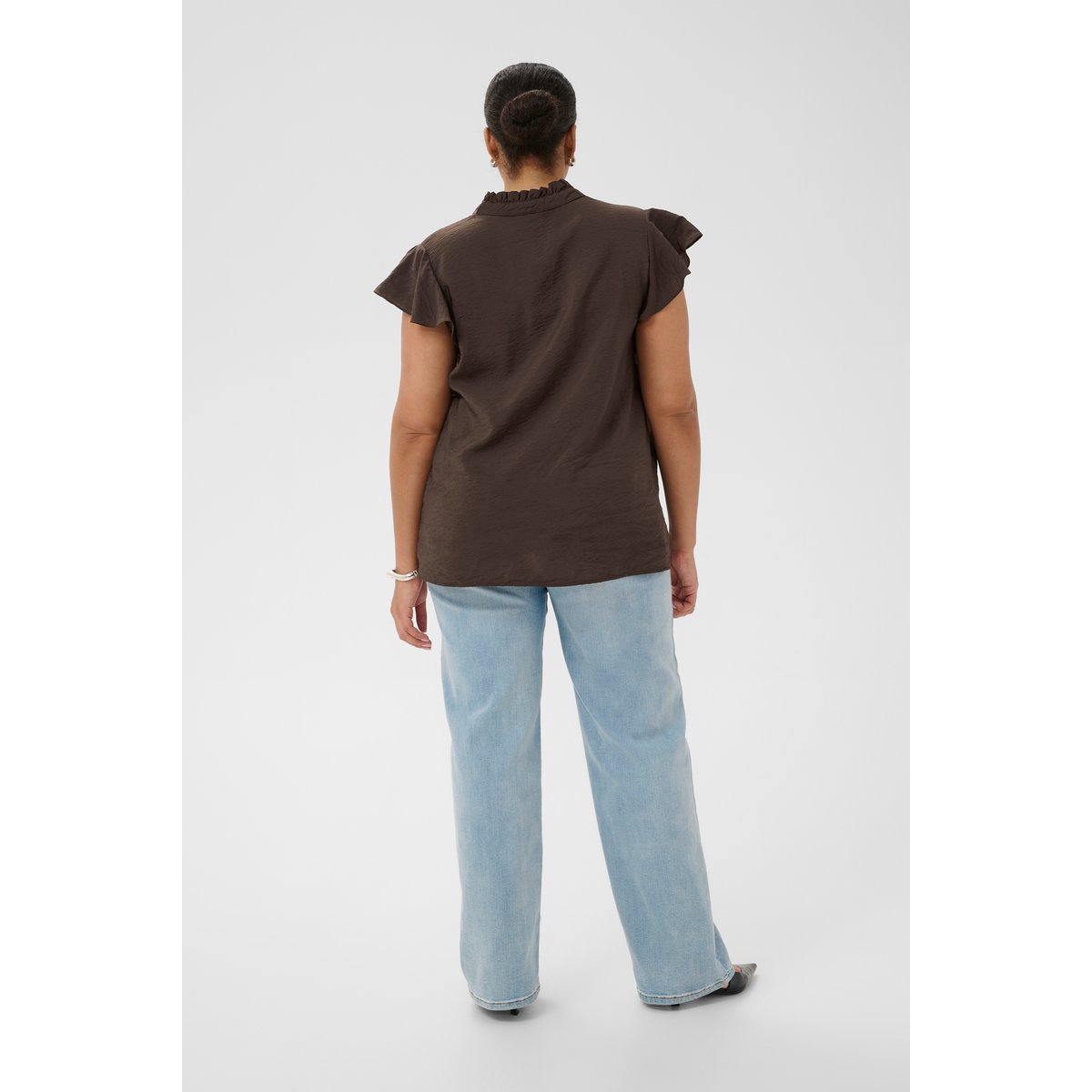 Blouse à manches courtes marron chocolate brown, KAFFE CURVE