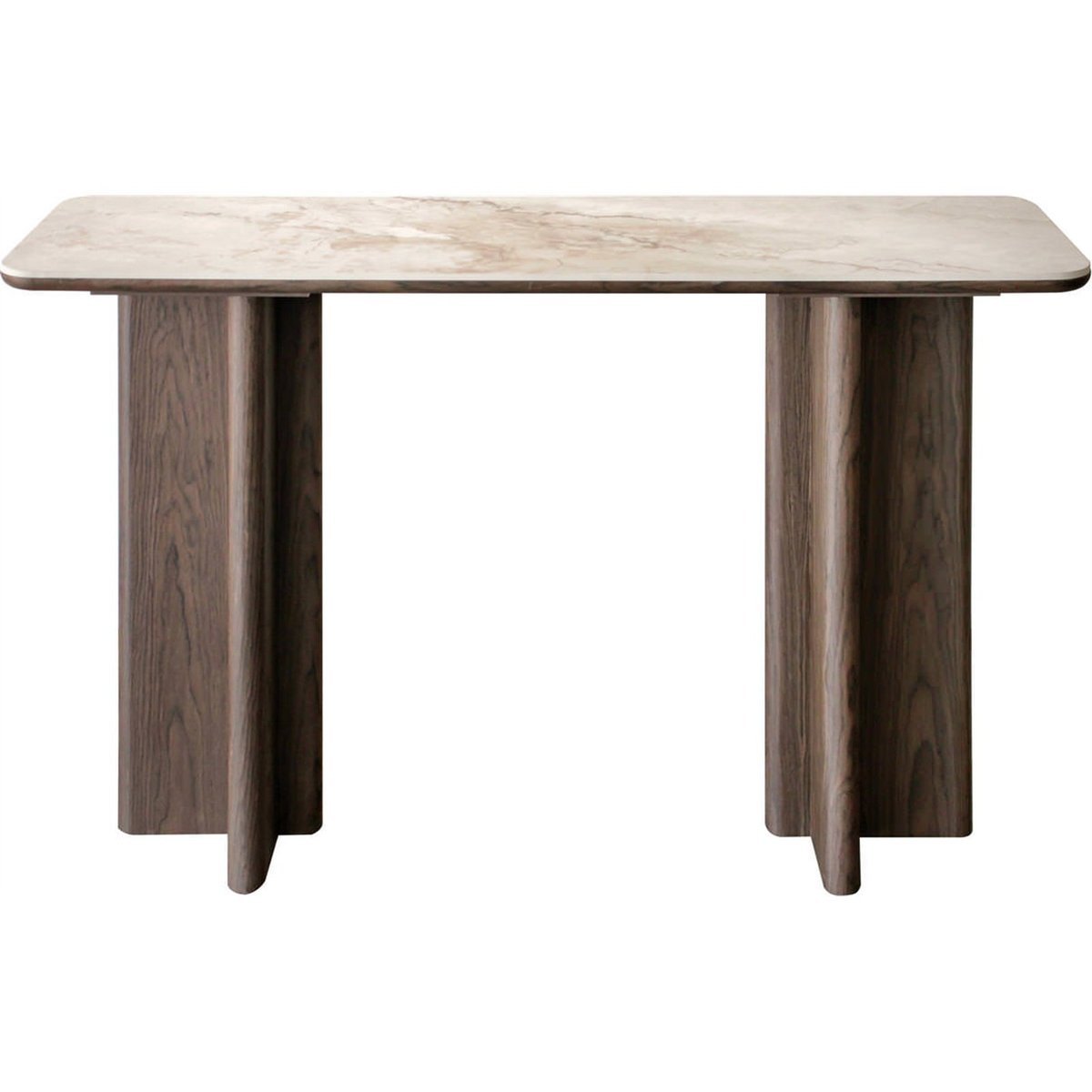 Console contemporaine effet marbre et bois brun et beige effet marbre, RECOLLECTION