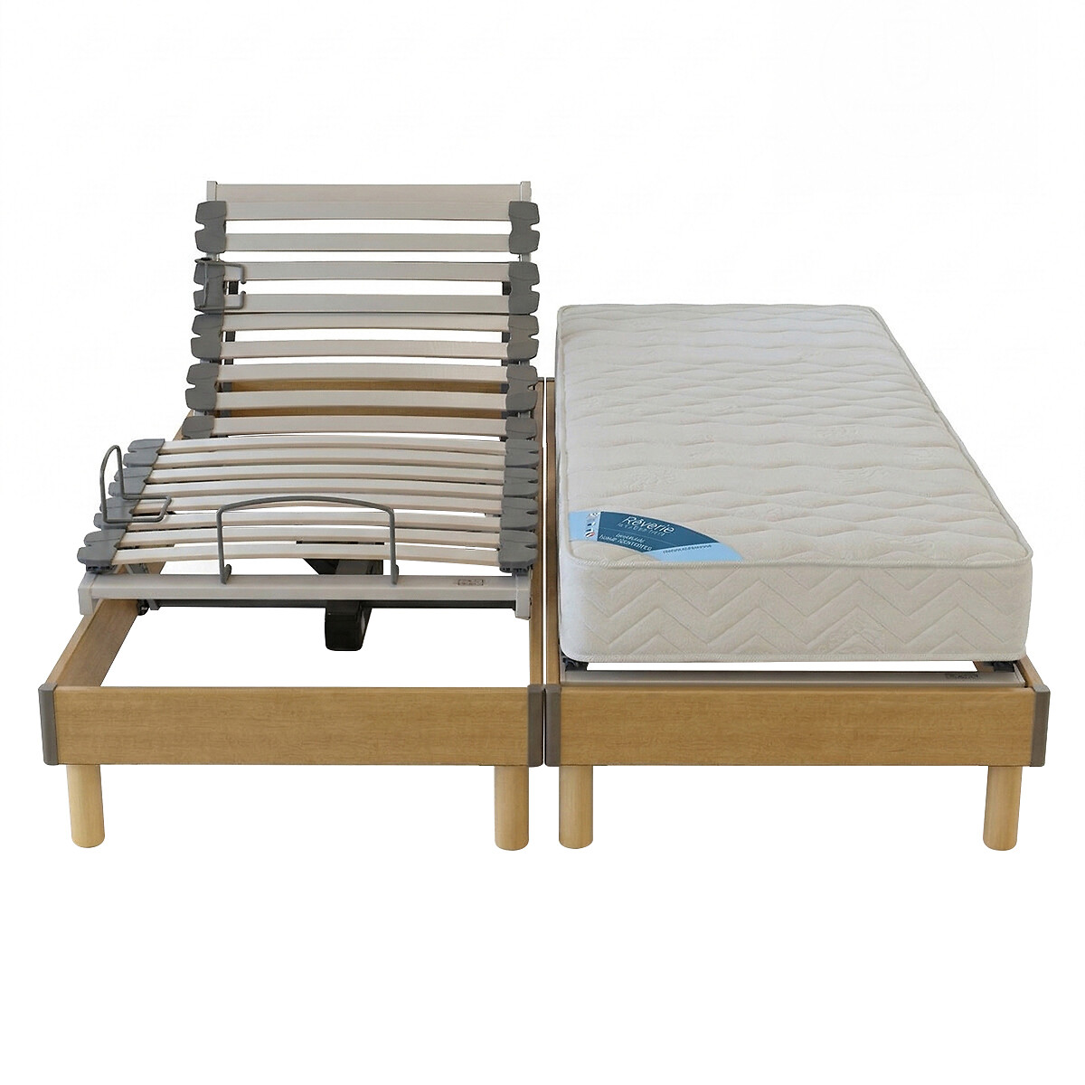 Ensemble lit électrique à lattes bois, matelas mousse, soutien ferme et pieds chêne, LA REDOUTE INTERIEURS
