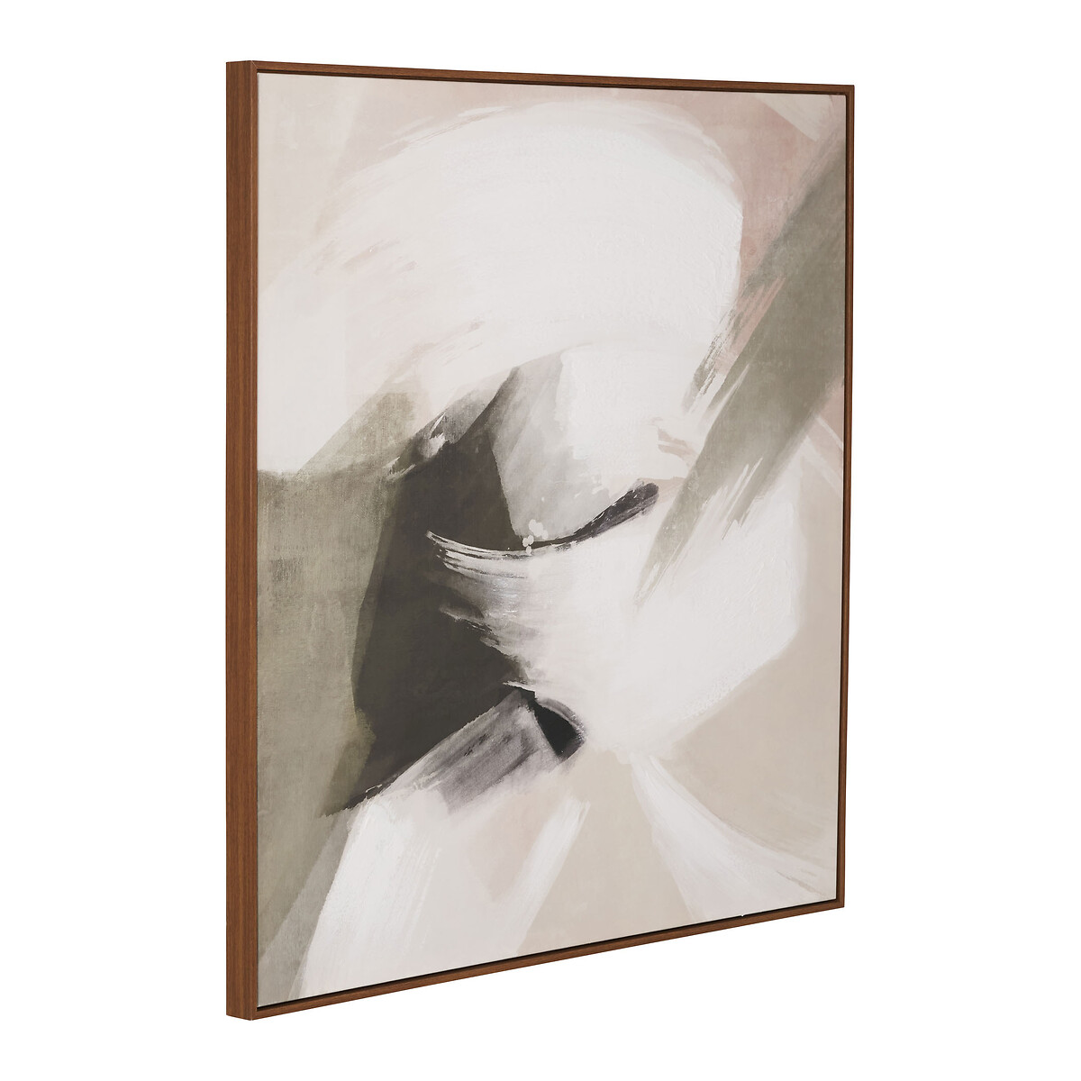 100x100cm Monochrome Abstract Square Canvas with Oak Effect Frame natural, SO'HOME