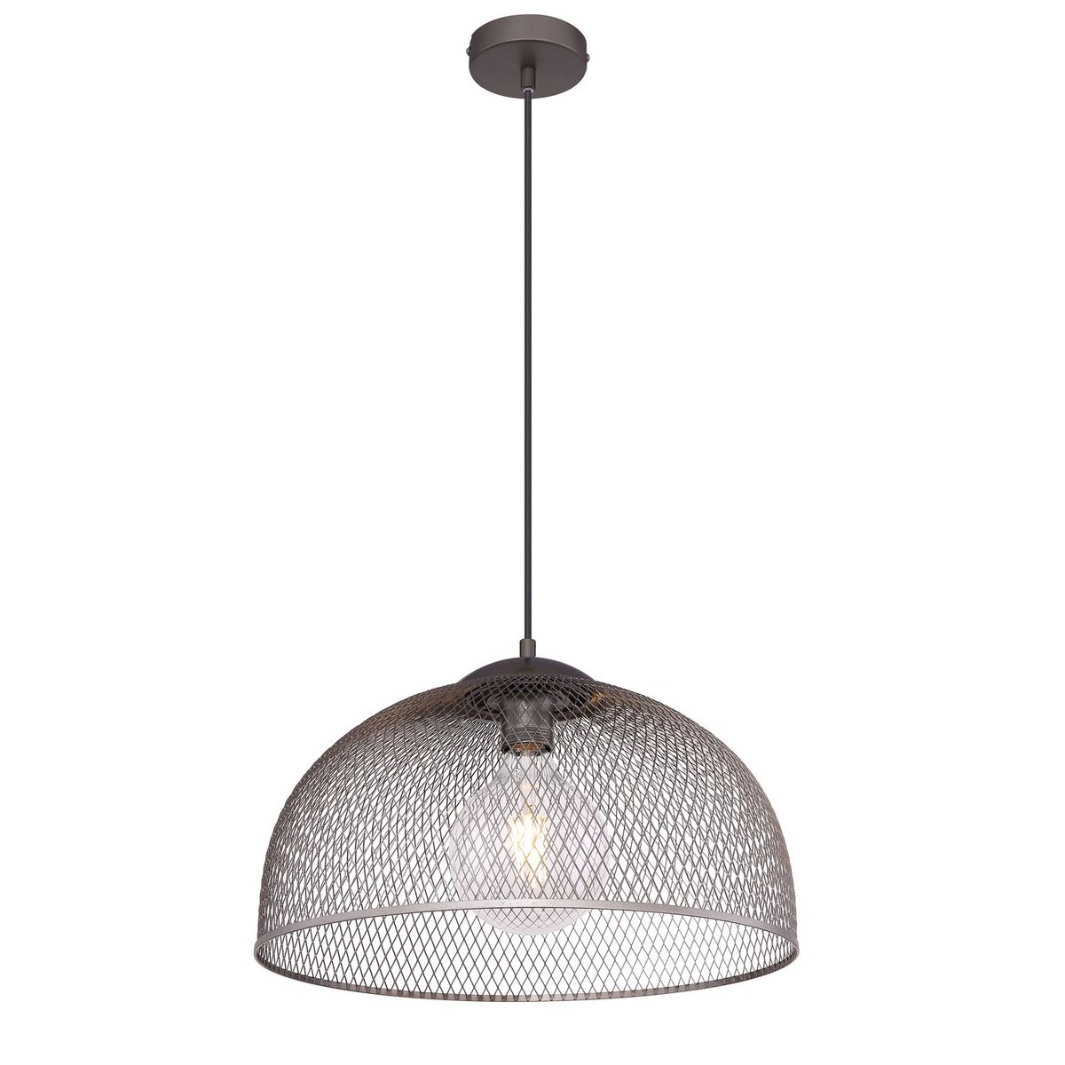 Suspension en métal tressé design vintage MONIGA gris foncé, GLOBO LIGHTING