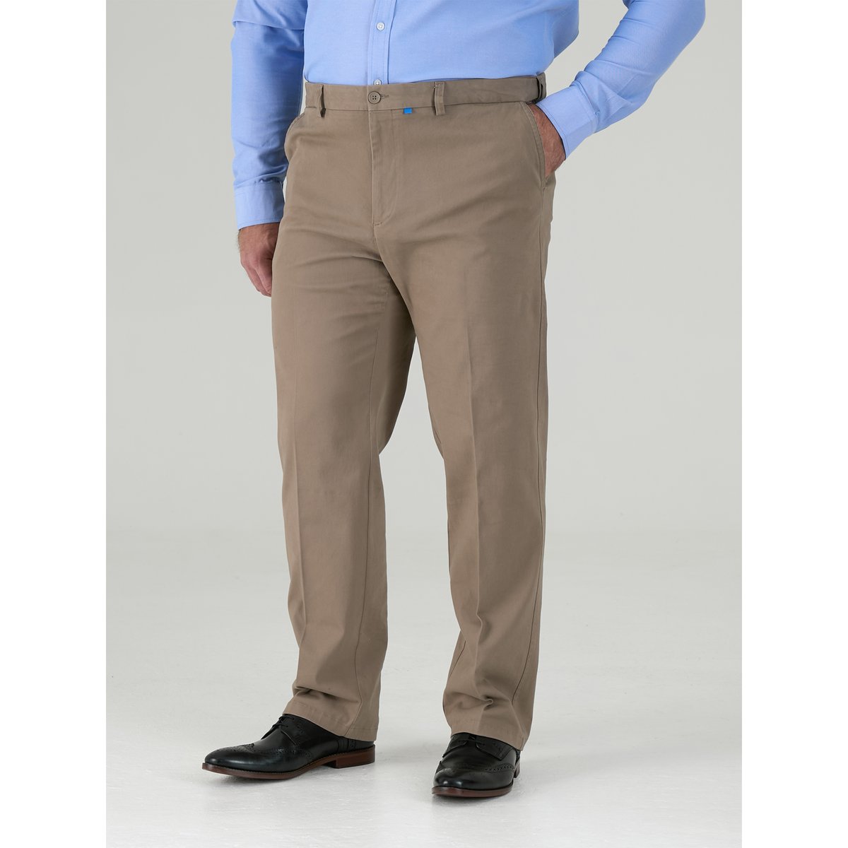 Pantalon uni extensible style chino grande taille BRUNO gris / beige, DUKE