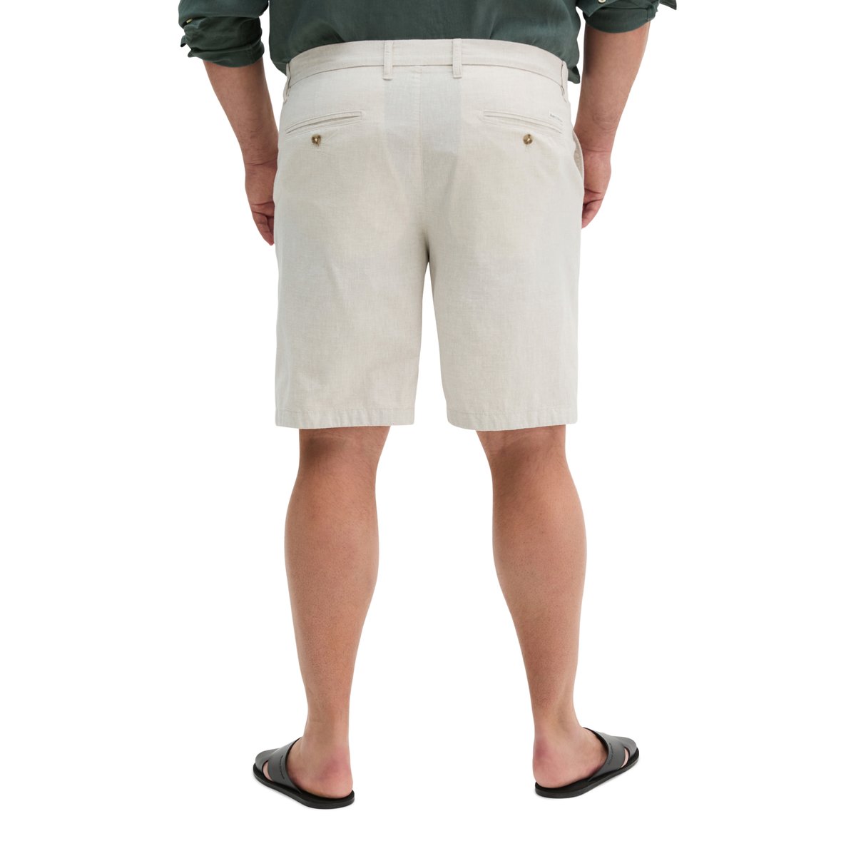 Short modèle Reso Jogger regular en mélange de coton et de lin bio beige, MARC O'POLO