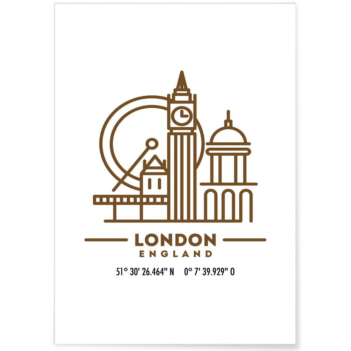 Poster Coordonnées Londres blanc, L'AFFICHERIE