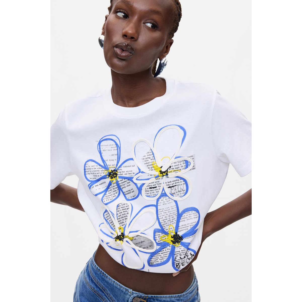 T-shirt imprimé 100 % coton blanc, DESIGUAL