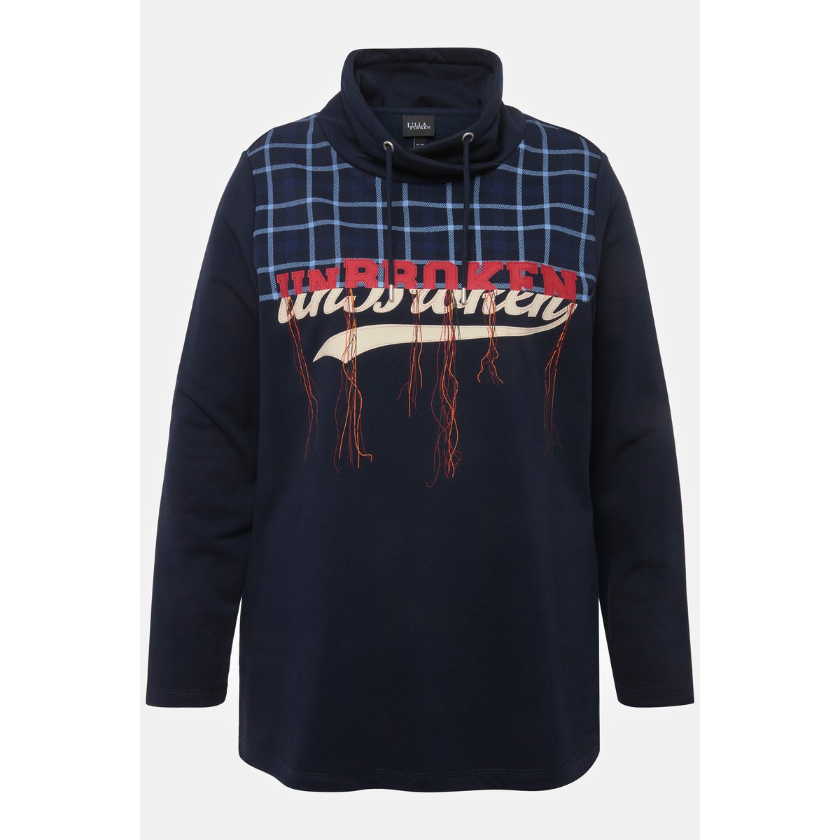 Sweat-shirt en tissu éponge à col montant marine, ULLA POPKEN