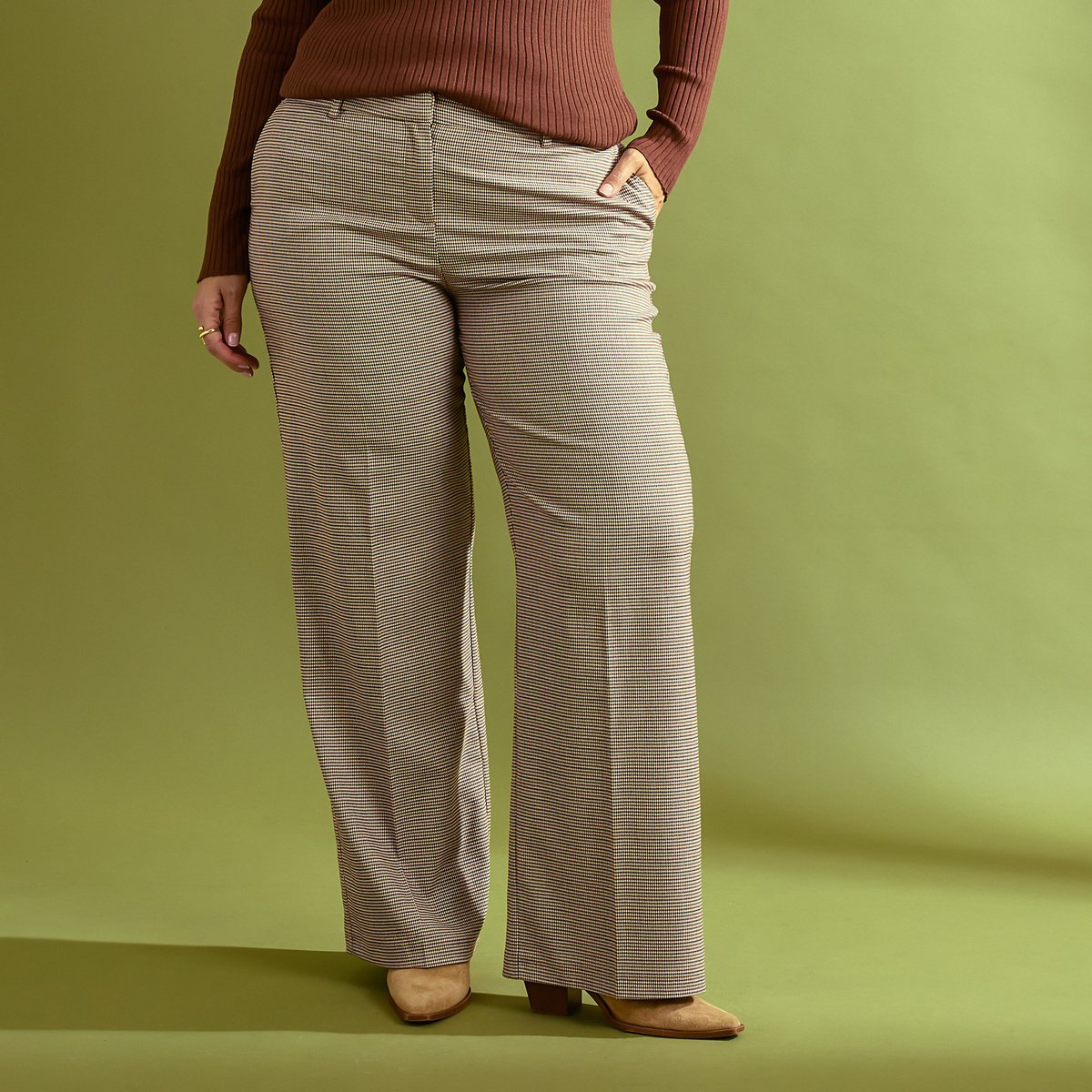 Pantalon à carreaux beige, GRAIN DE MALICE