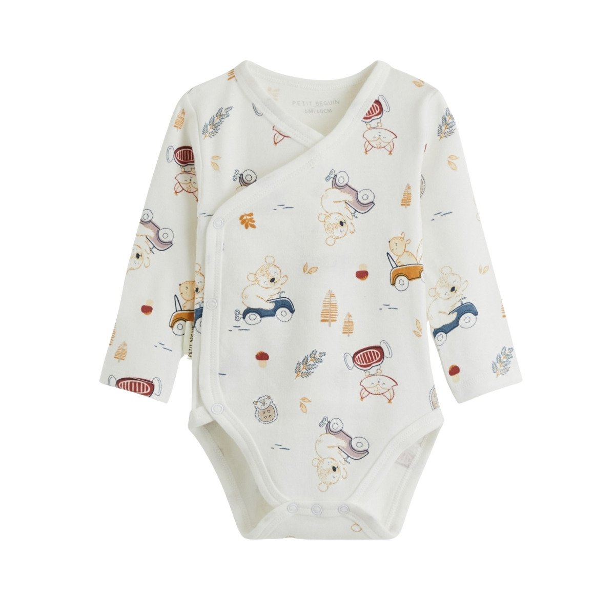 Lot de 2 bodies bébé manches longues ouverture croisée Emile bleu, PETIT BEGUIN